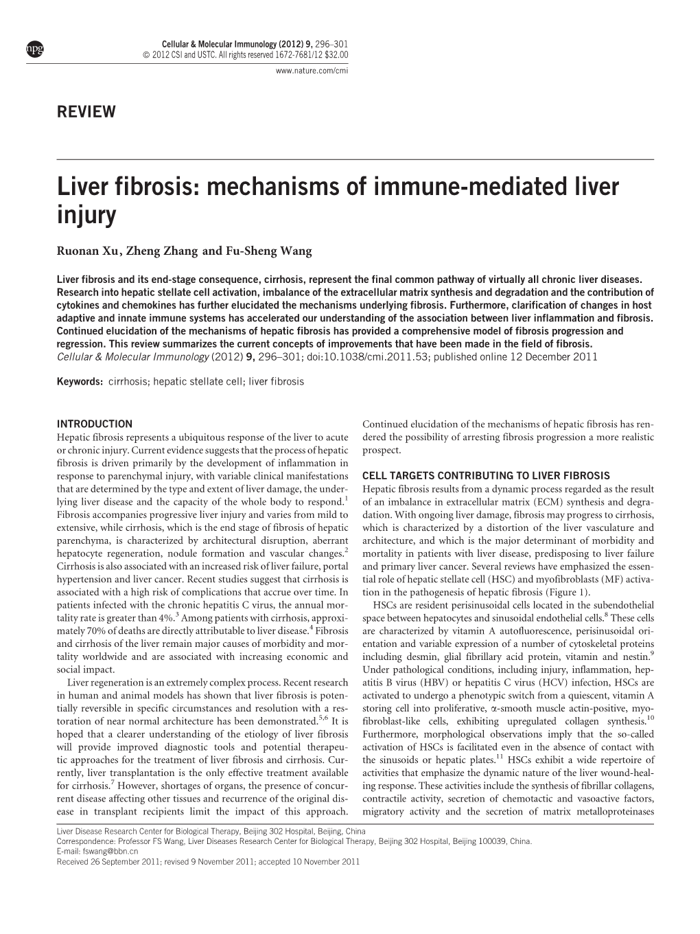 Liver Fibrosis: Mechanisms of Immune-Mediated Liver Injury