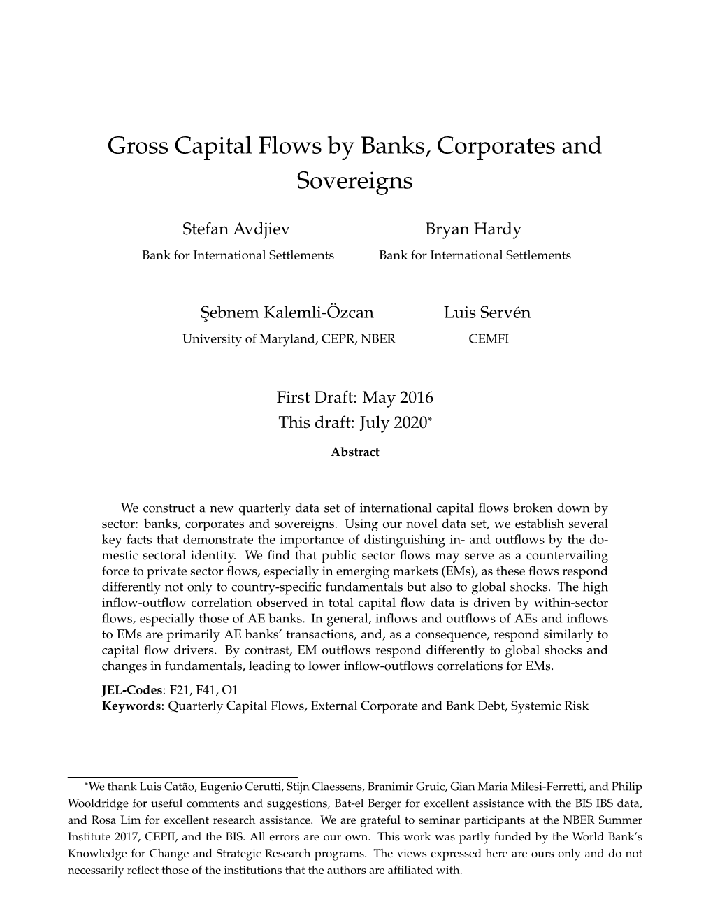 Gross Capital Flows by Banks, Corporates and Sovereigns