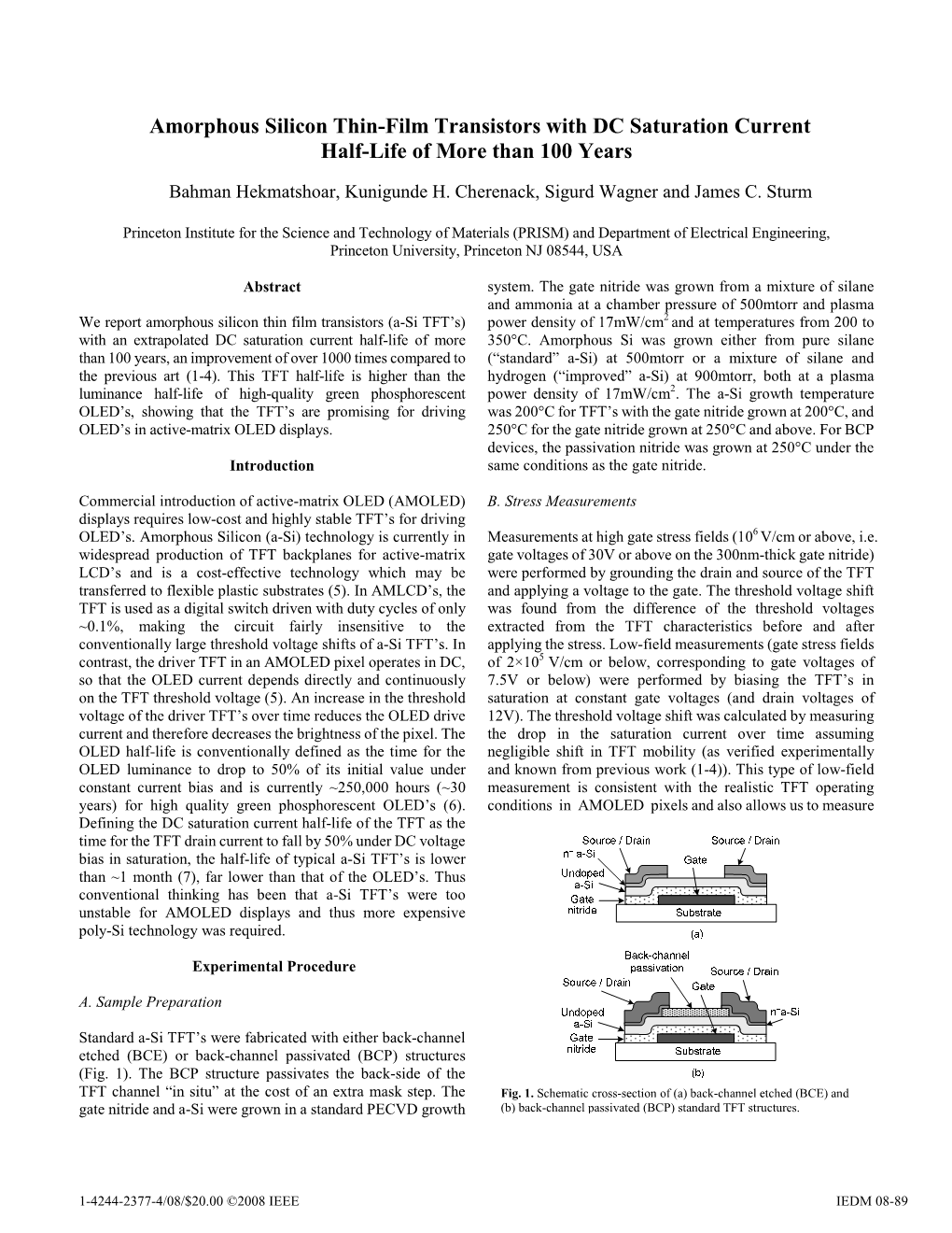 Amorphous Silicon Thin-Film Transistors with DC Saturation Current Half-Life of More Than 100 Years