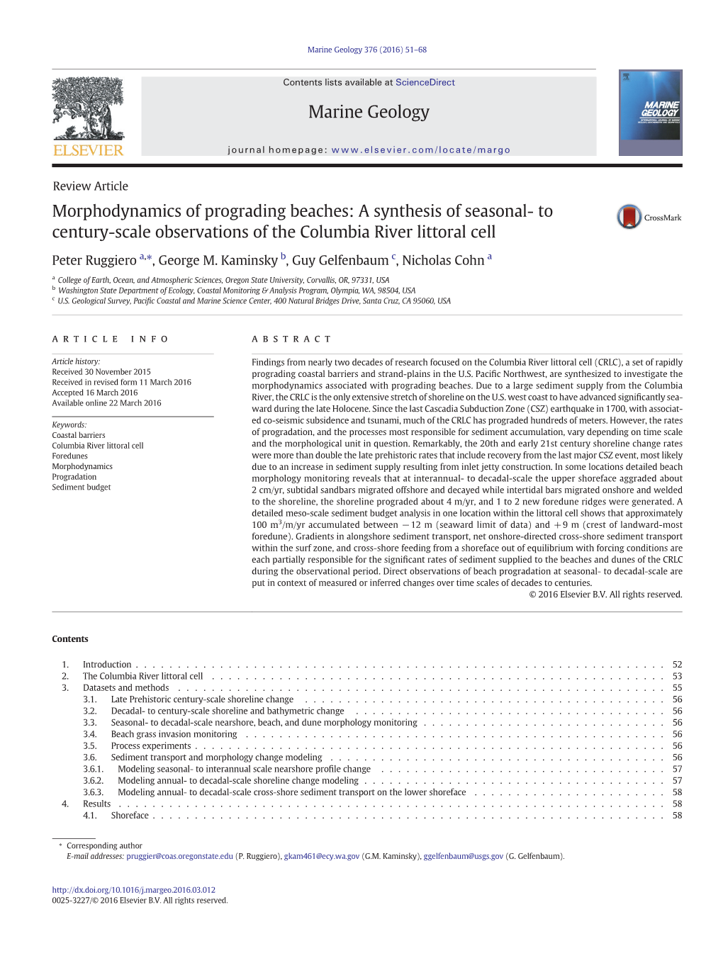 Morphodynamics of Prograding Beaches: a Synthesis of Seasonal- to Century-Scale Observations of the Columbia River Littoral Cell