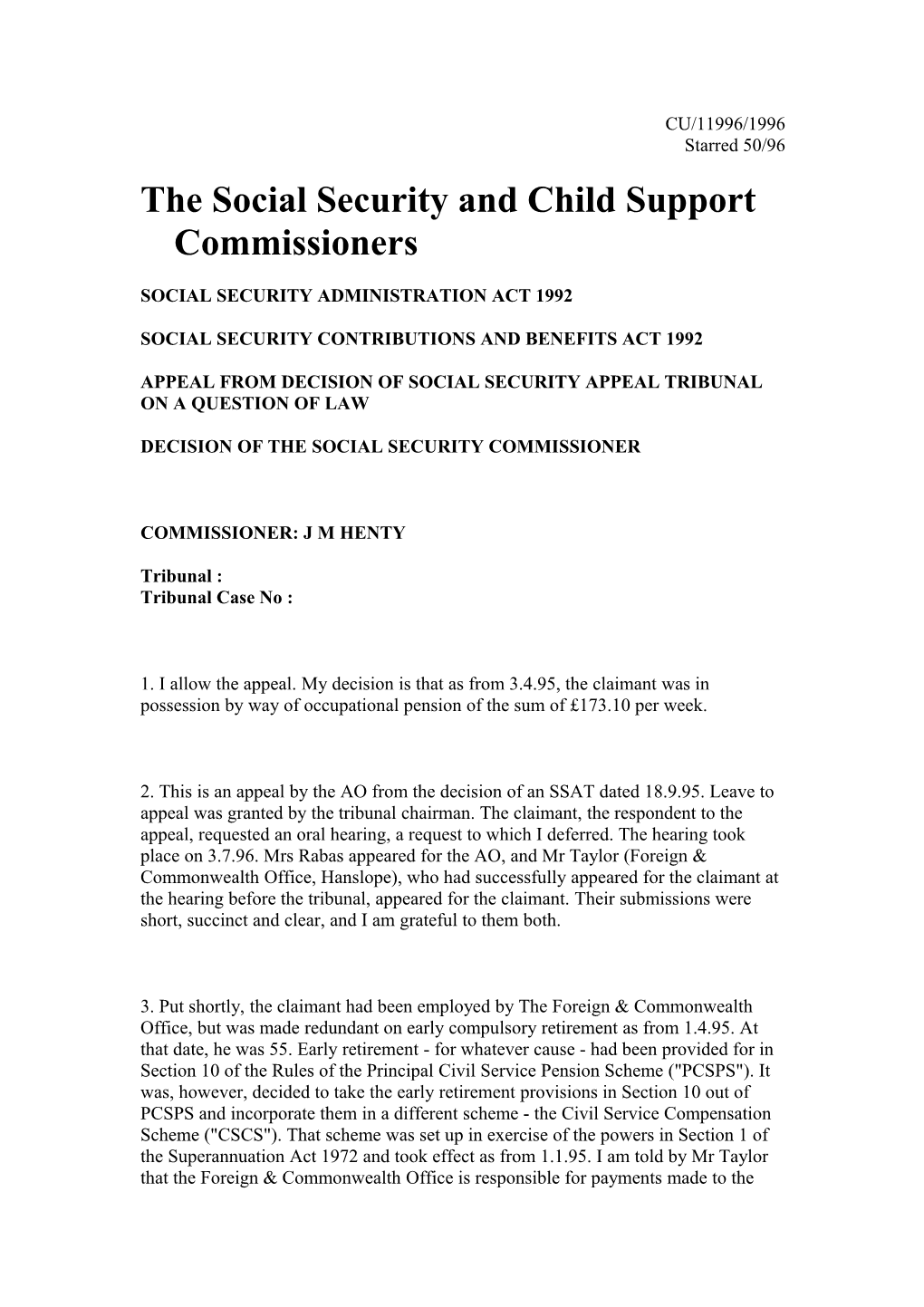 The Social Security and Child Support Commissioners s1