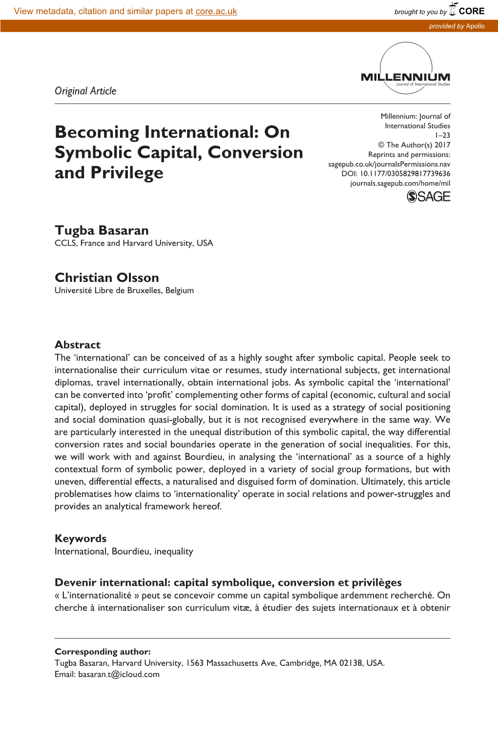 On Symbolic Capital, Conversion and Privilege