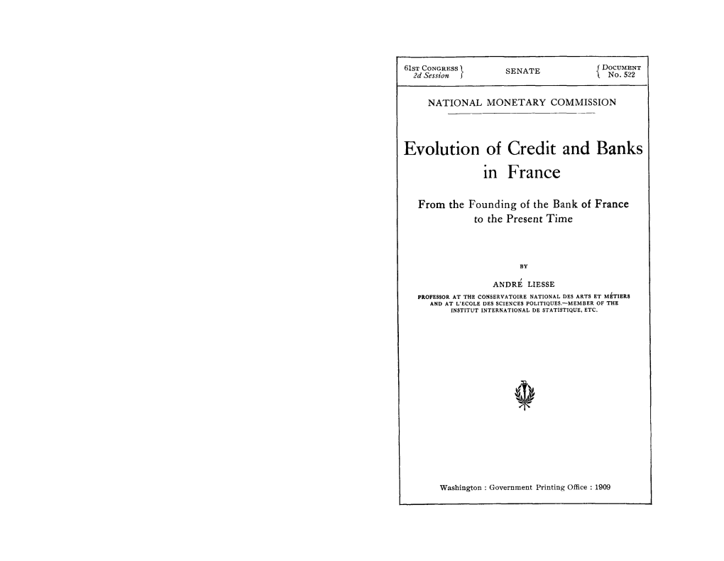 Evolution of Credit and Banks in France