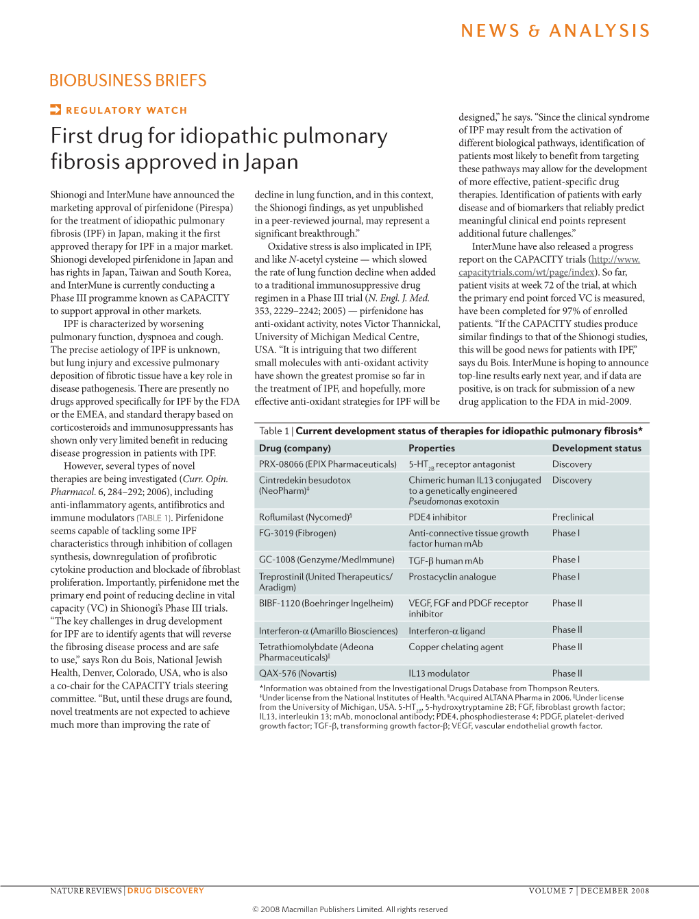 First Drug for Idiopathic Pulmonary Fibrosis Approved in Japan