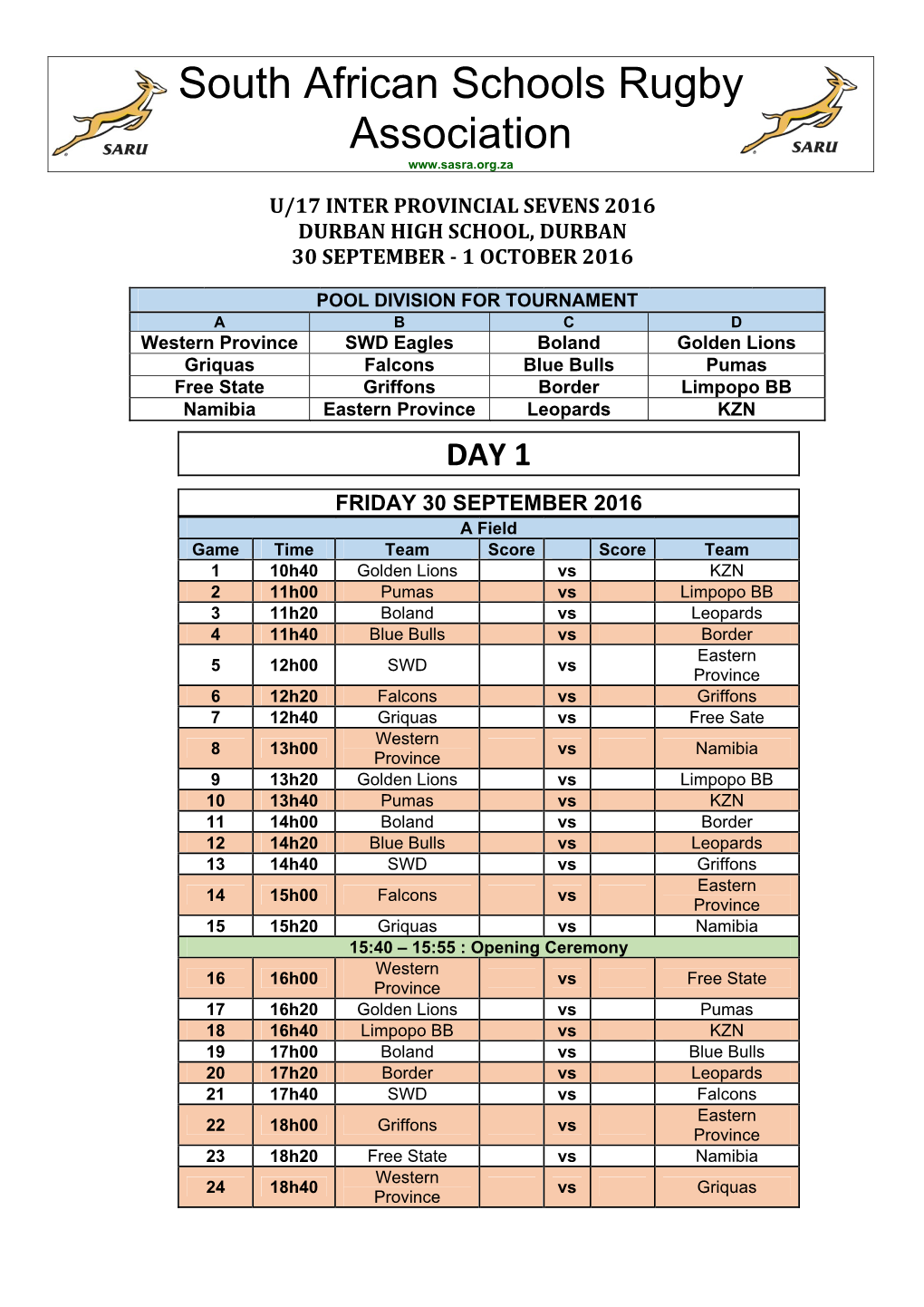 South African Schools Rugby Association