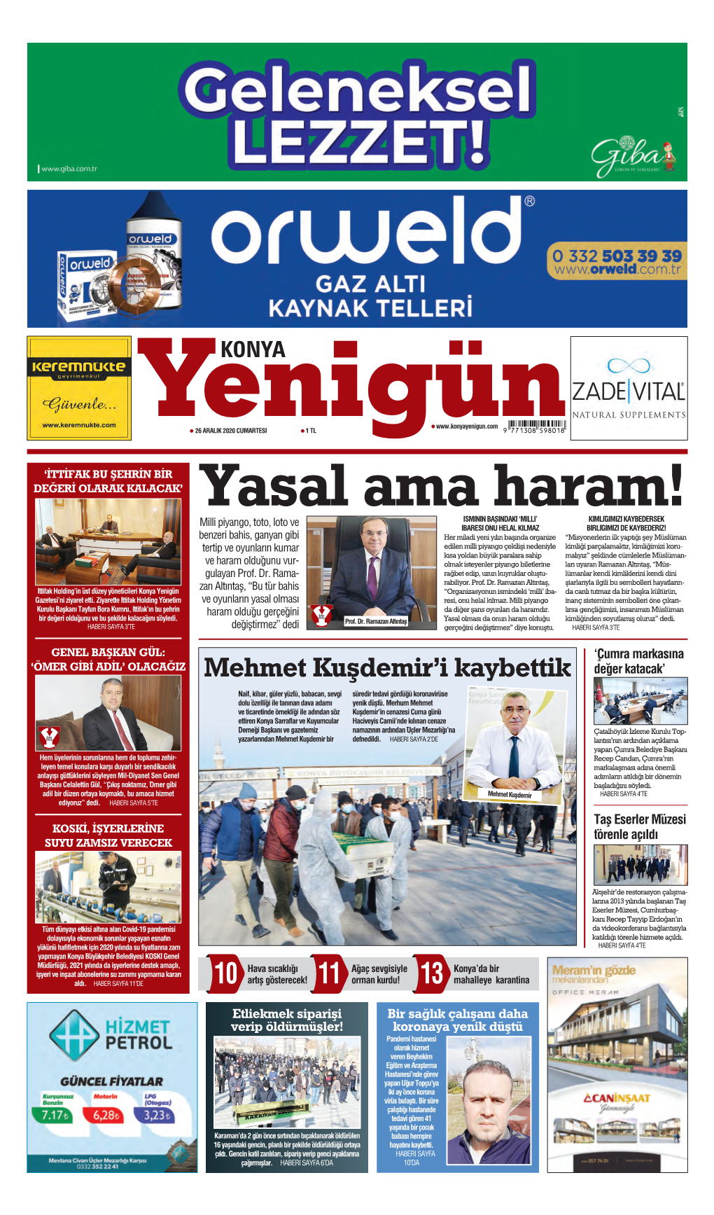 Konya Yenigün Gazetesi Ve Bu Şehrin Bir Değeriyiz” Ifadele- Yönetim Kurulu Başkanı Mustafa Rini Kullandı
