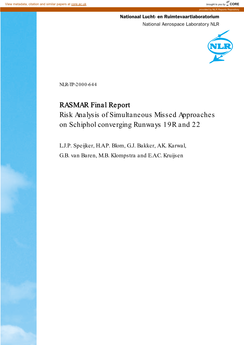 RASMAR Final Report Risk Analysis of Simultaneous Missed