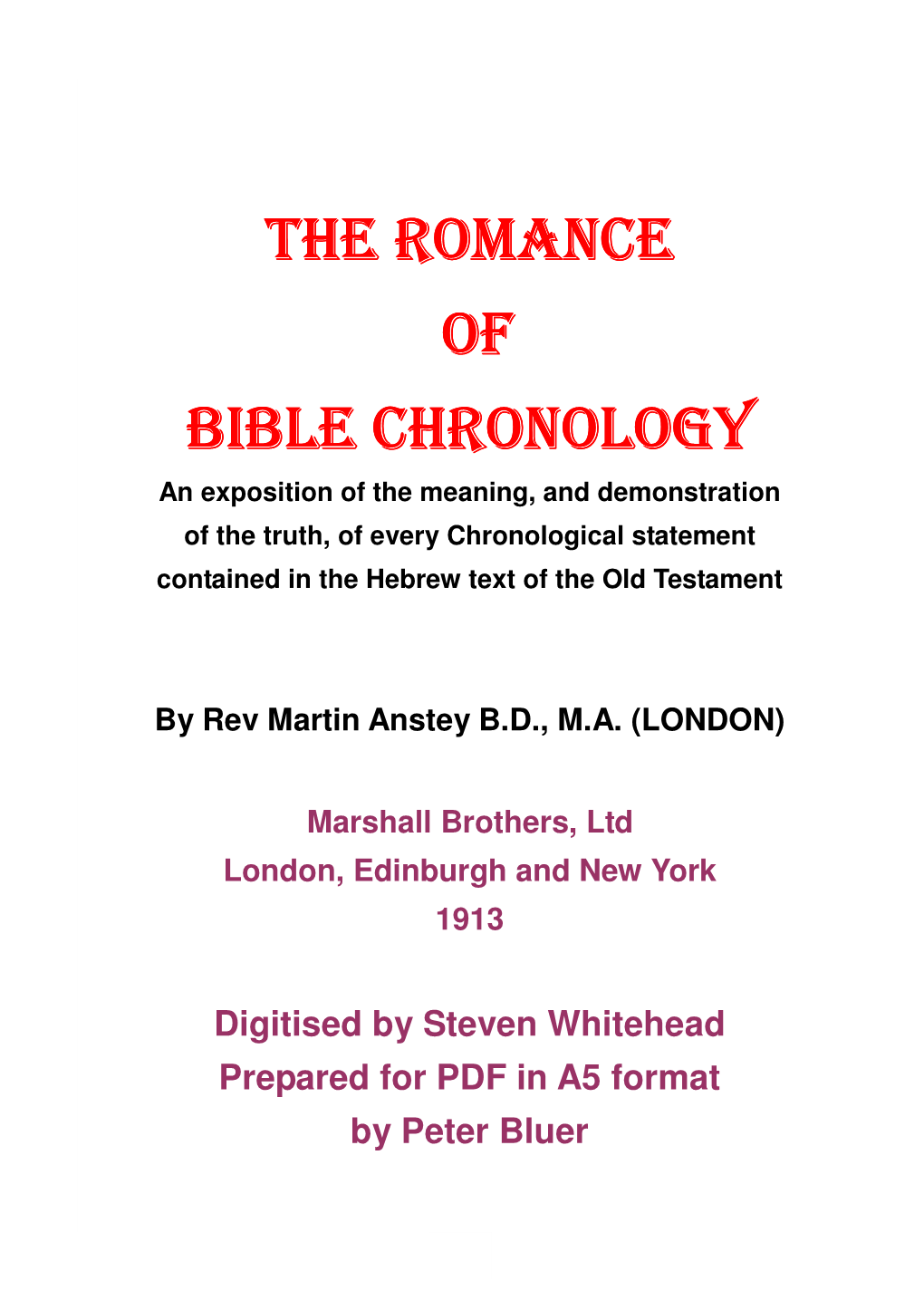 The Romance of Bible Chronology