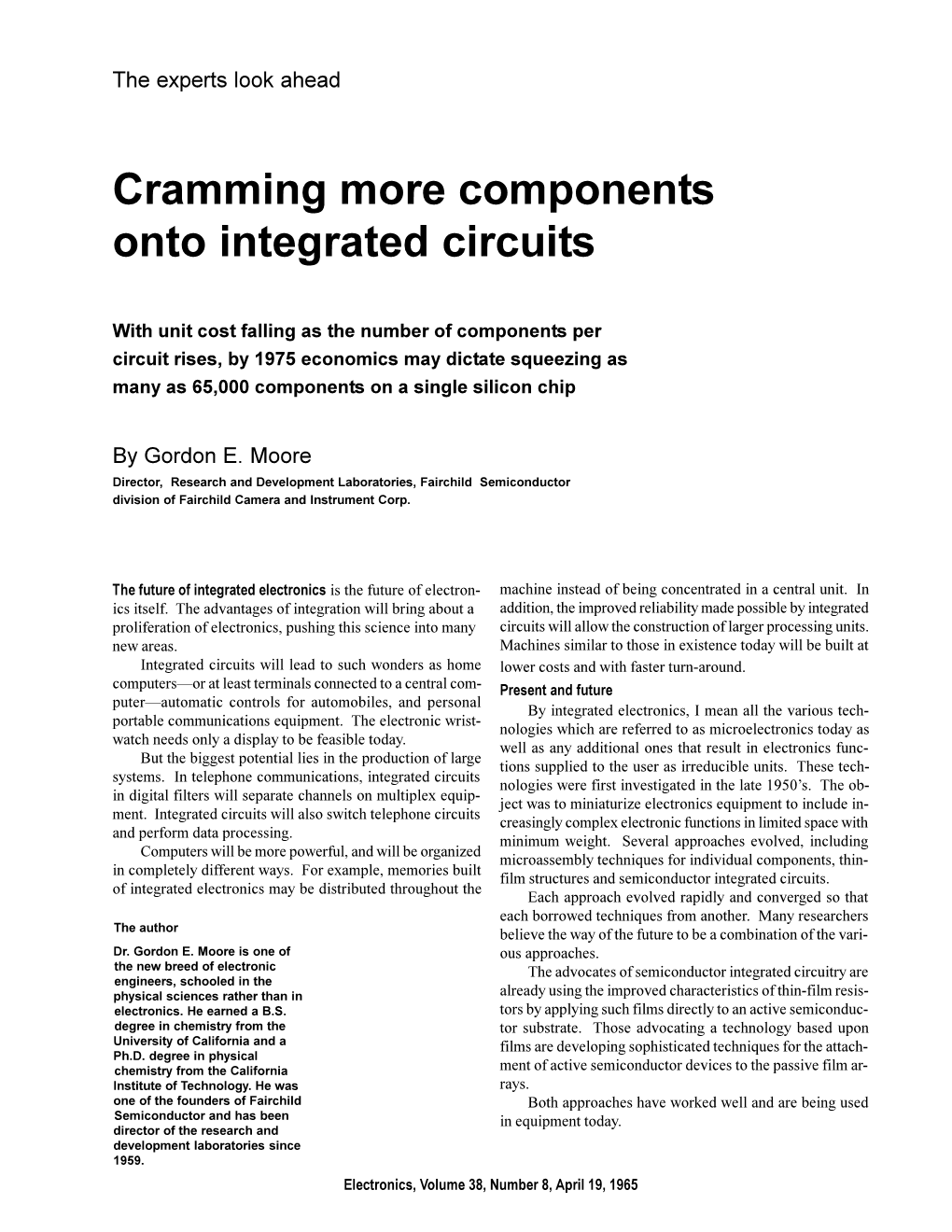 Cramming More Components Onto Integrated Circuits