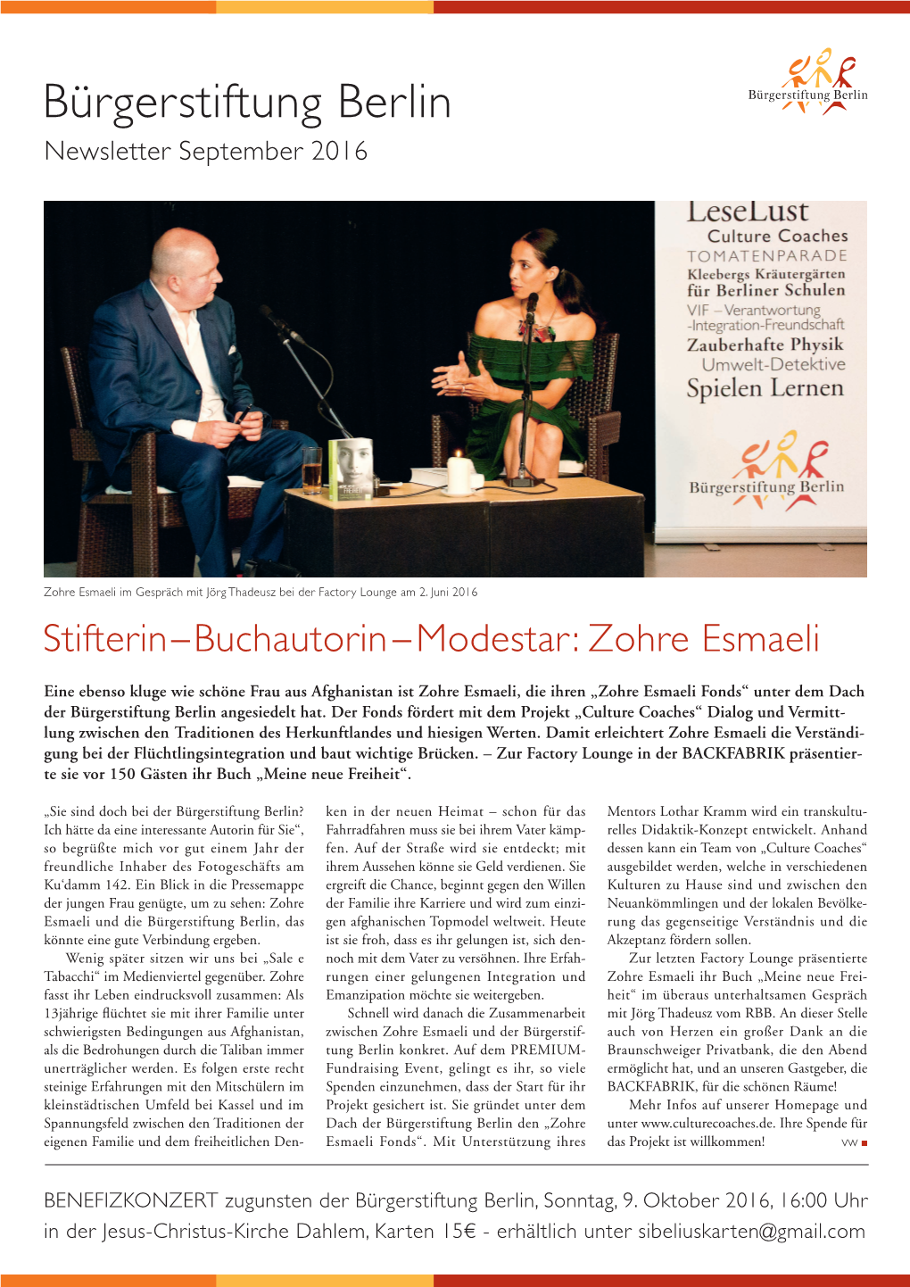 Bürgerstiftung Berlin Newsletter September 2016