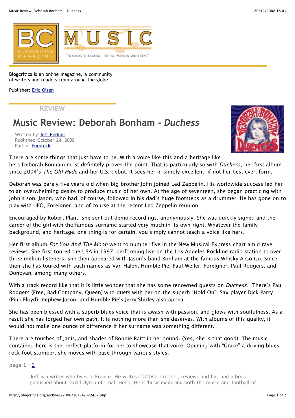 Music Review Deborah Bonham