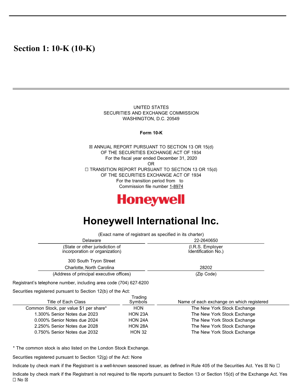 Honeywell International Inc