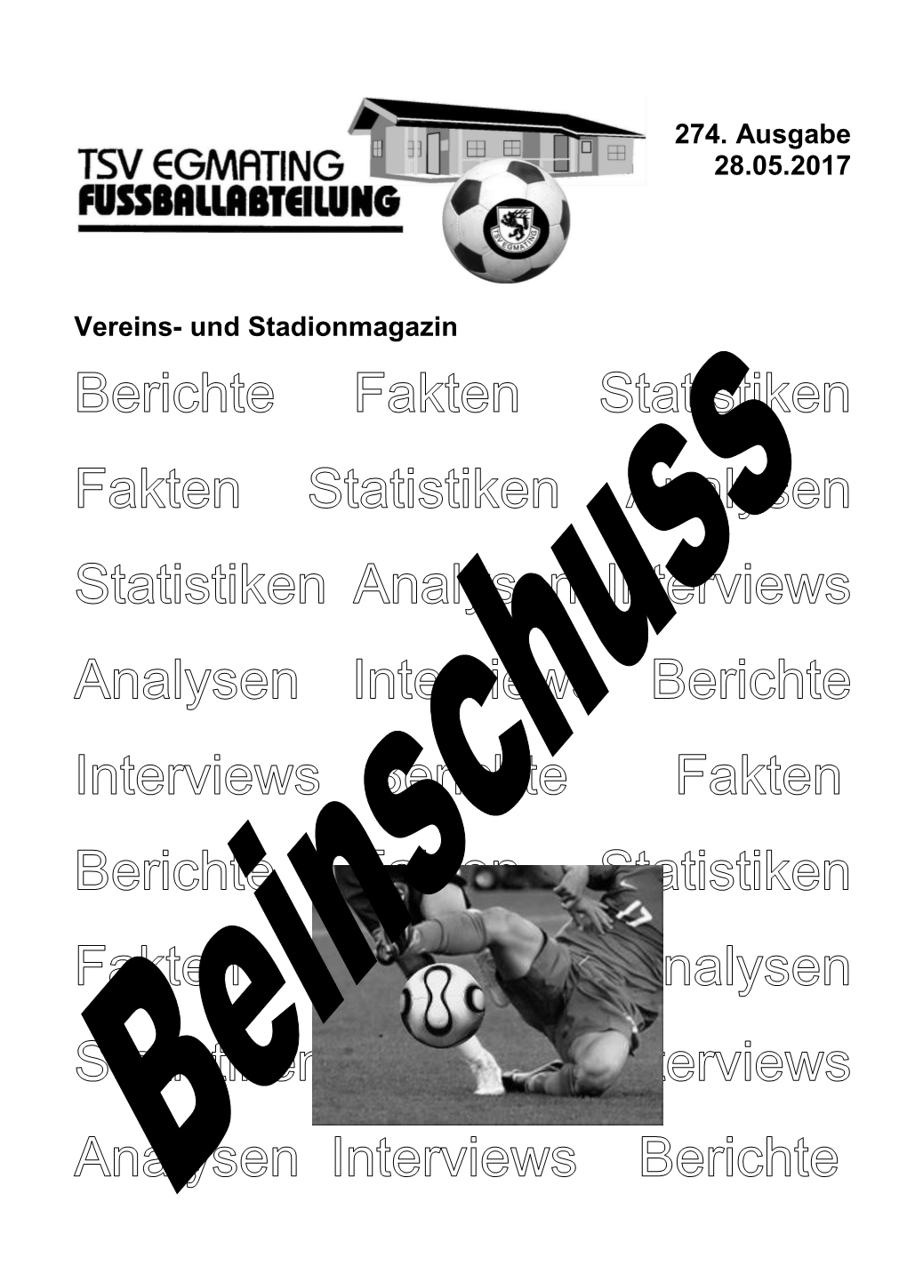 274. Ausgabe 28.05.2017 Vereins- Und Stadionmagazin