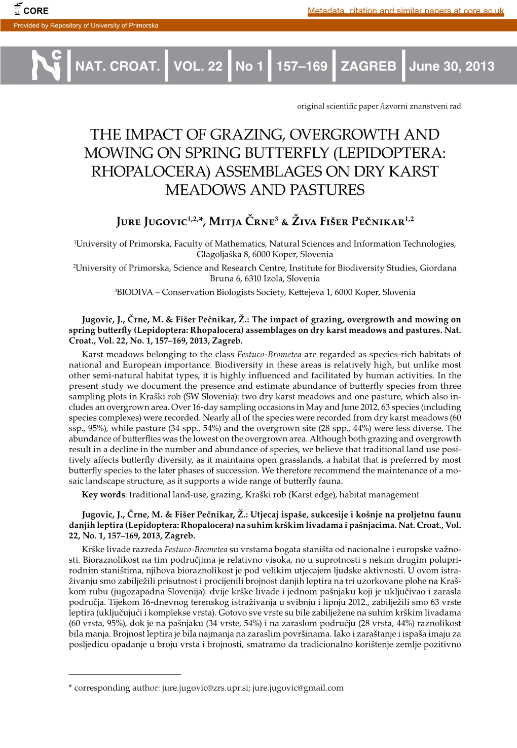 The Impact of Grazing, Overgrowth and Mowing on Spring Butterfly (Lepidoptera: Rhopalocera) Assemblages on Dry Karst Meadows and Pastures