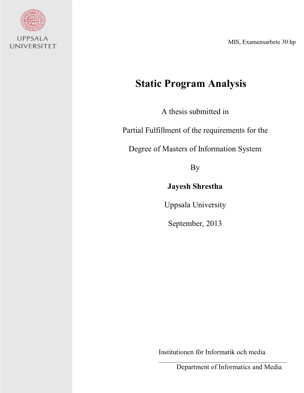 Static Program Analysis