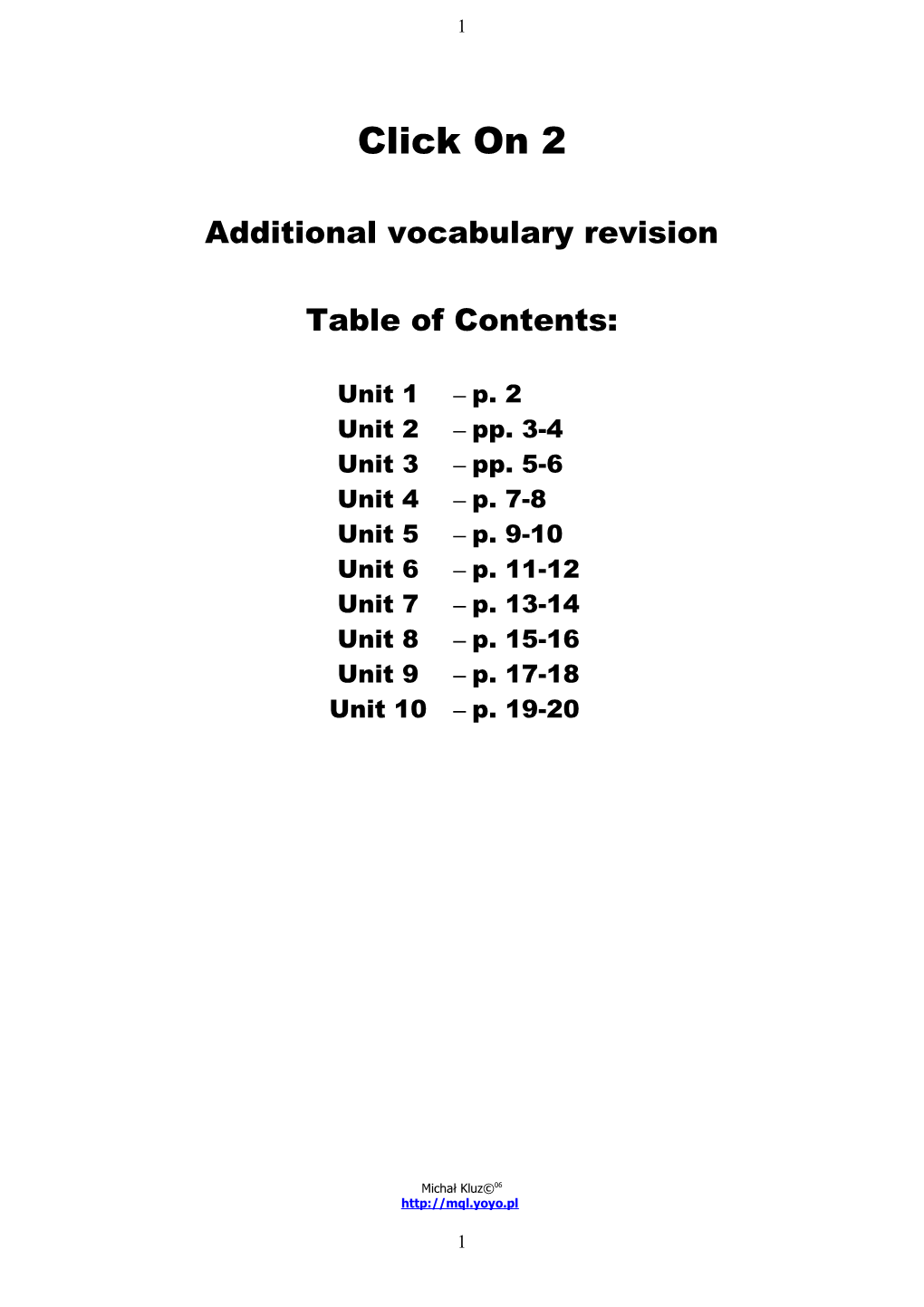 Click on 2: Unit 1 Vocabulary Revision P.2