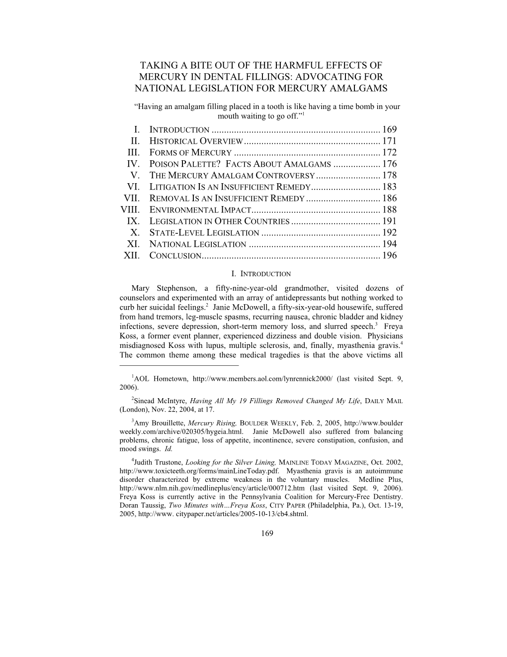 Taking a Bite out of the Harmful Effects of Mercury in Dental Fillings: Advocating for National Legislation for Mercury Amalgams