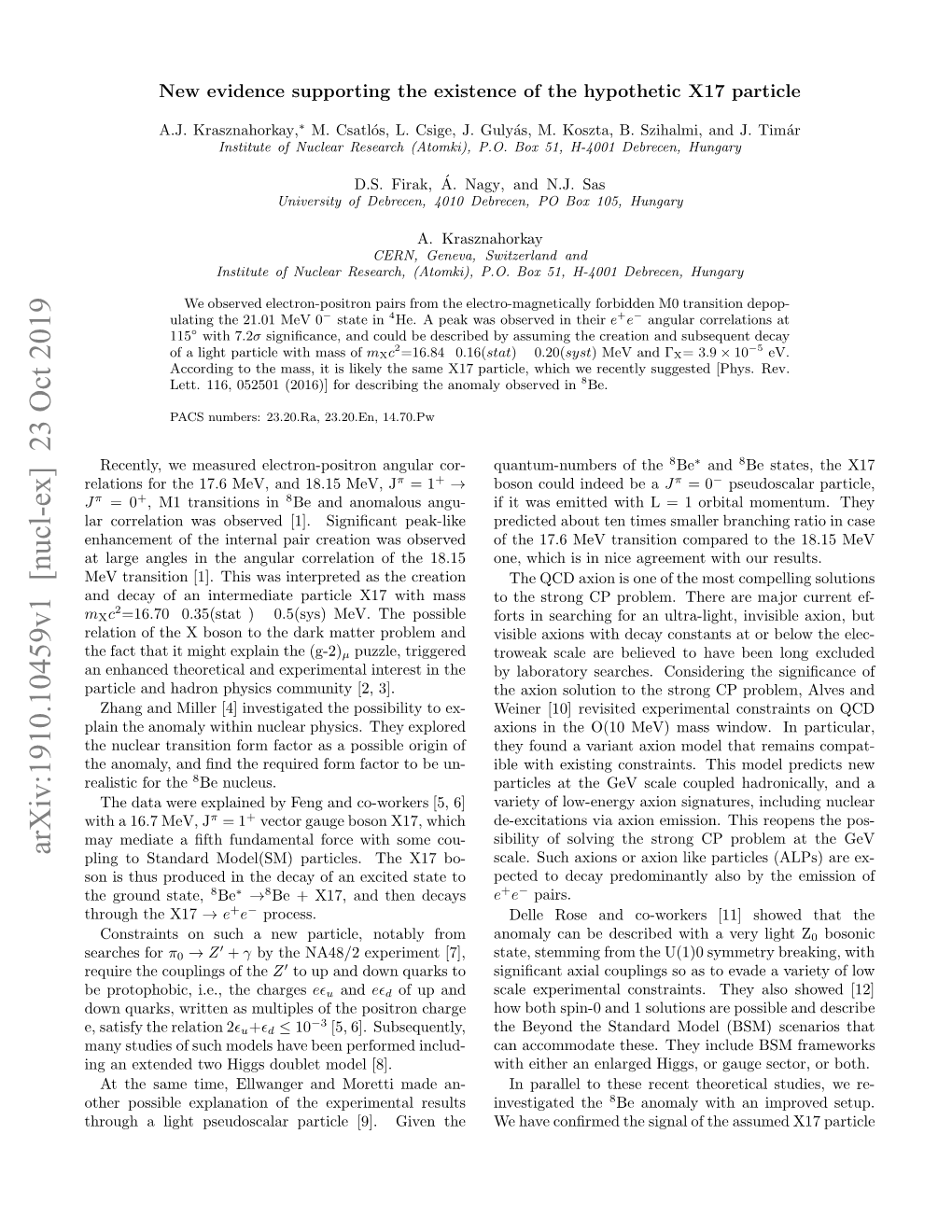 Arxiv:1910.10459V1 [Nucl-Ex]