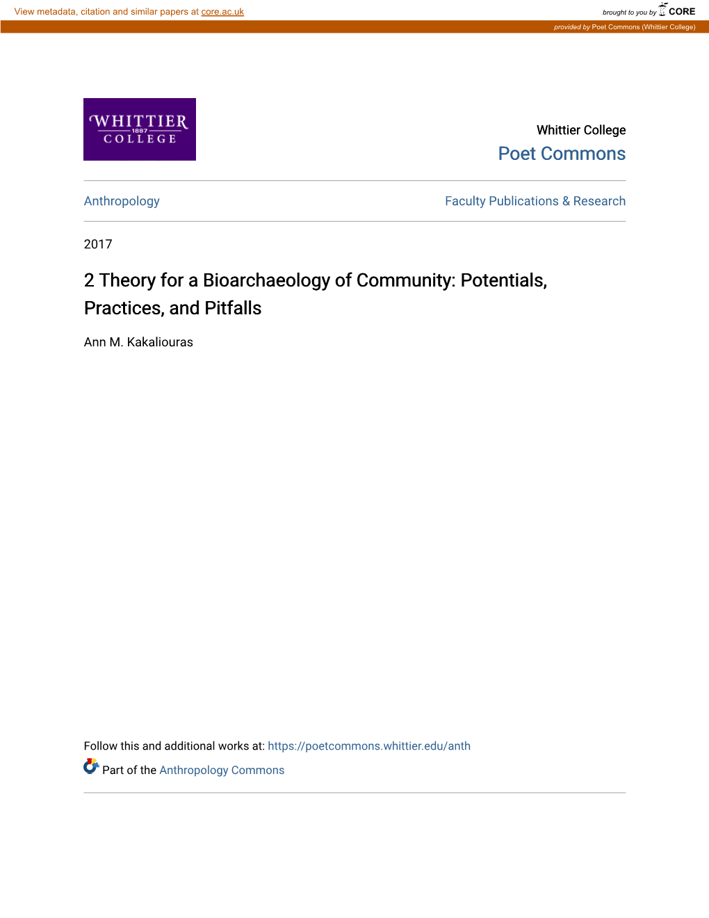 2 Theory for a Bioarchaeology of Community: Potentials, Practices, and Pitfalls