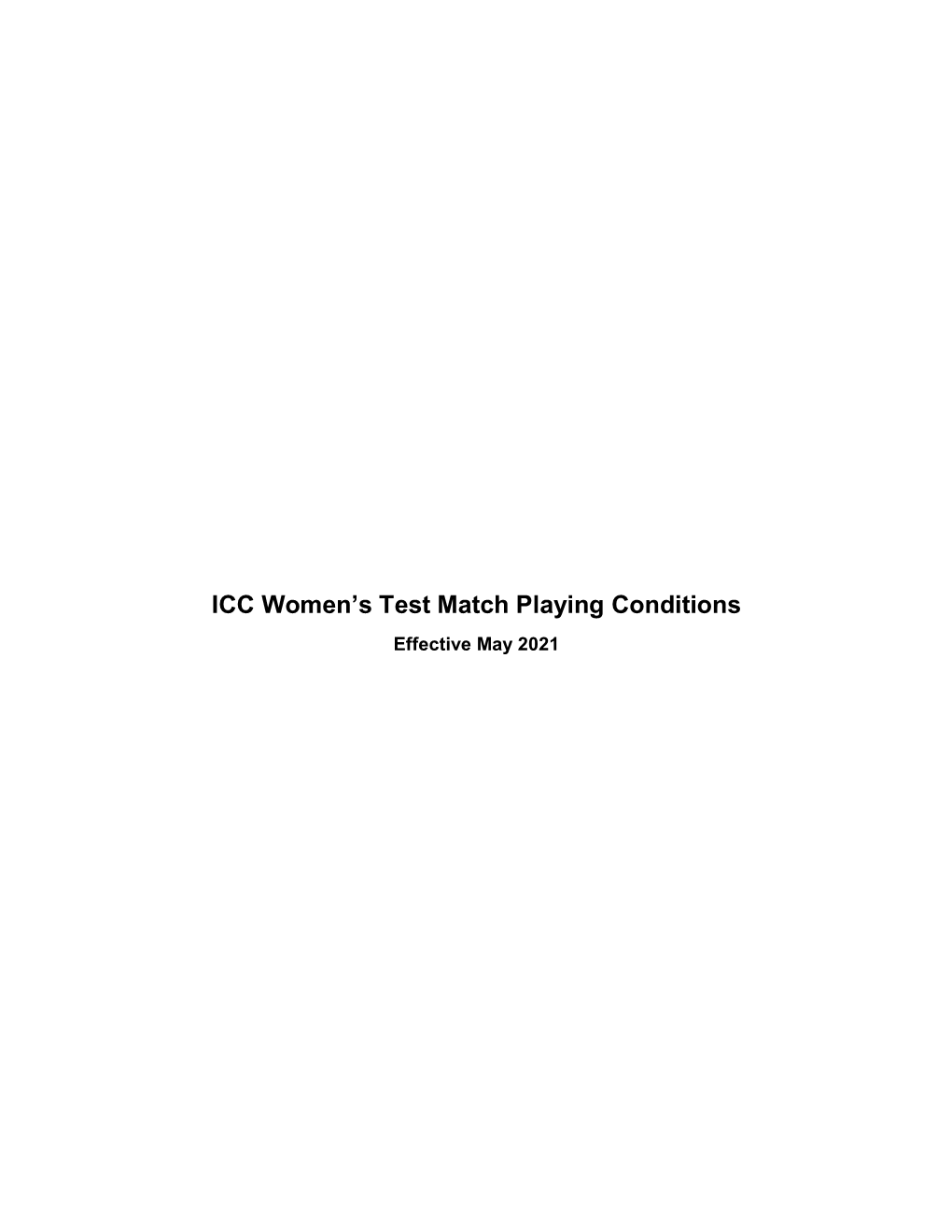 ICC Women's Test Match Playing Conditions