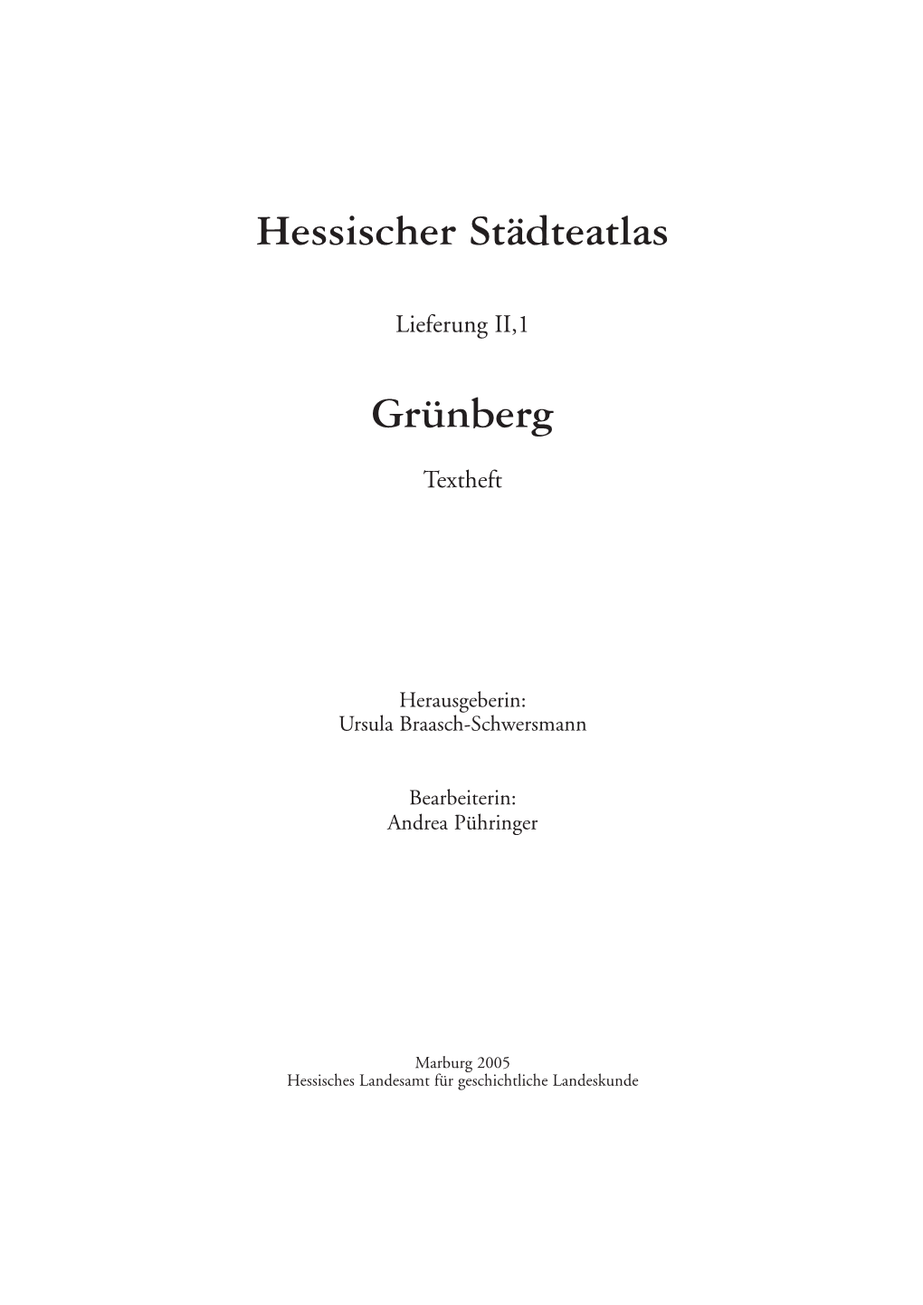 Hessischer Städteatlas Grünberg