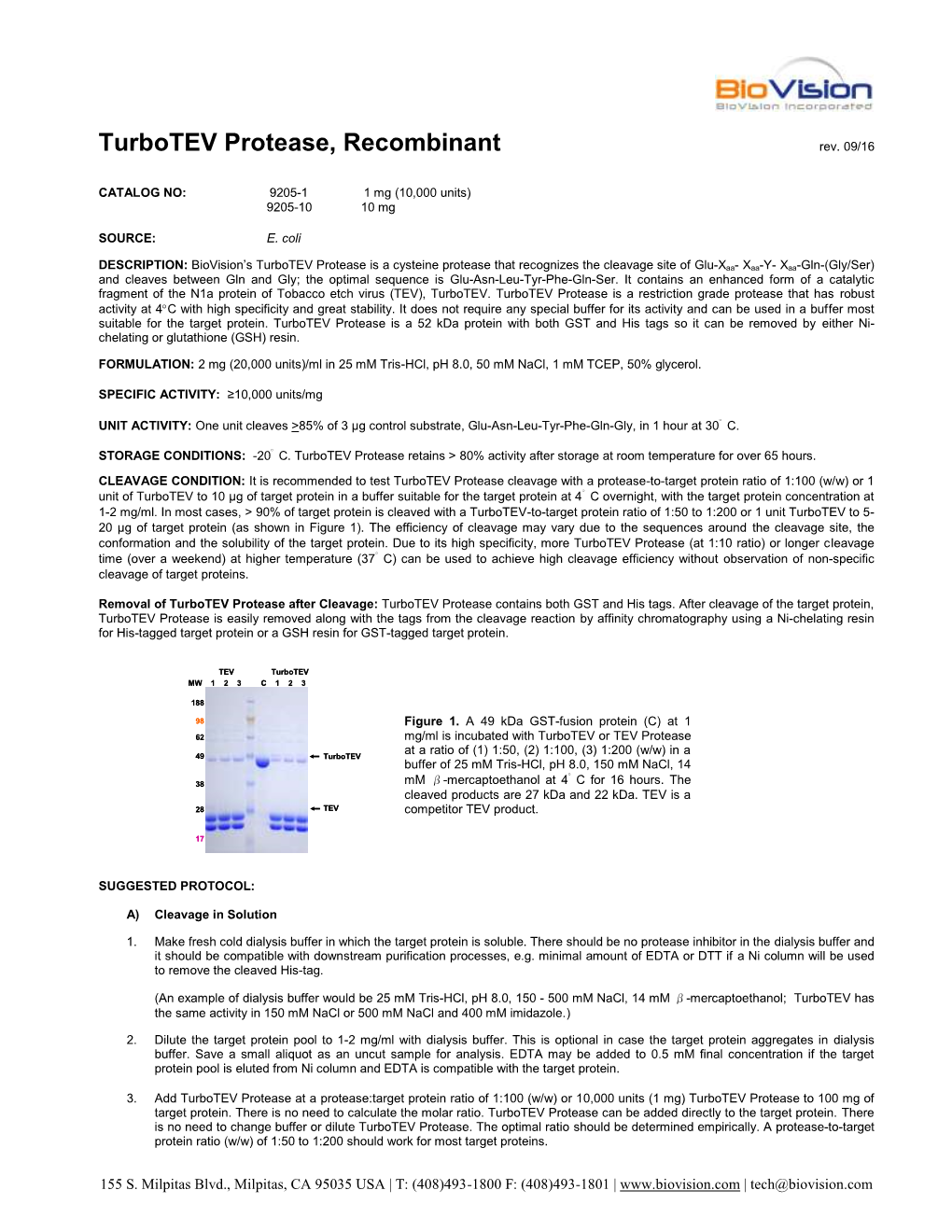 9205-Turbotev Protease, Recombinant