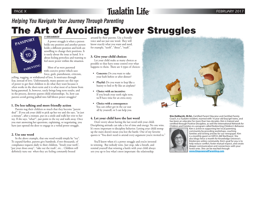 The Art of Avoiding Power Struggles by KIM DEMARCHI Around by Their Parents