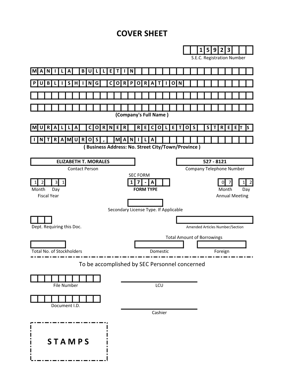 SEC Form 17-A