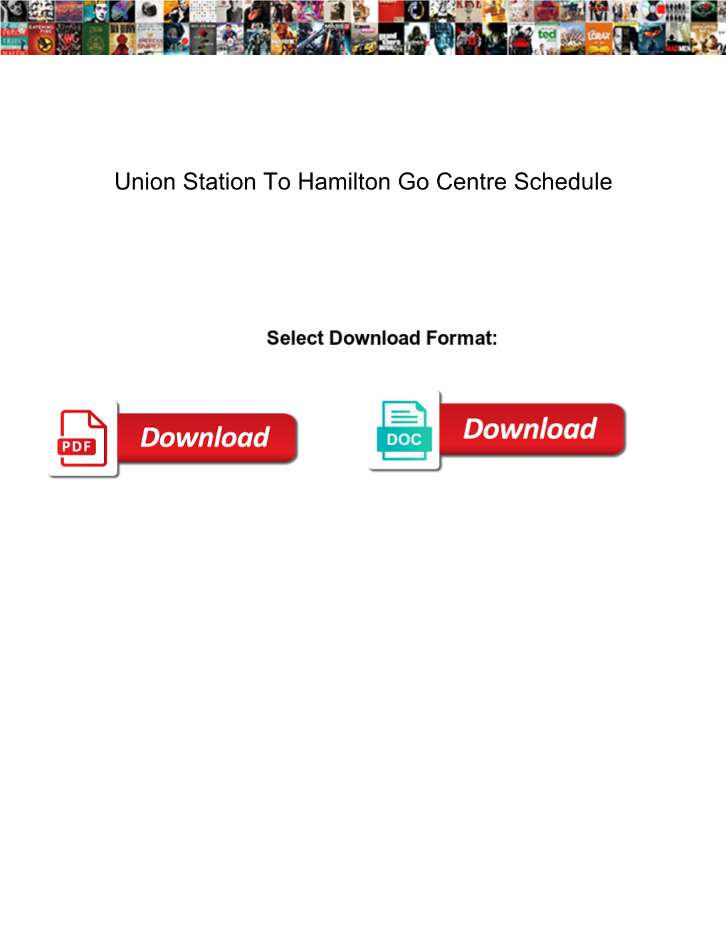 Union Station to Hamilton Go Centre Schedule