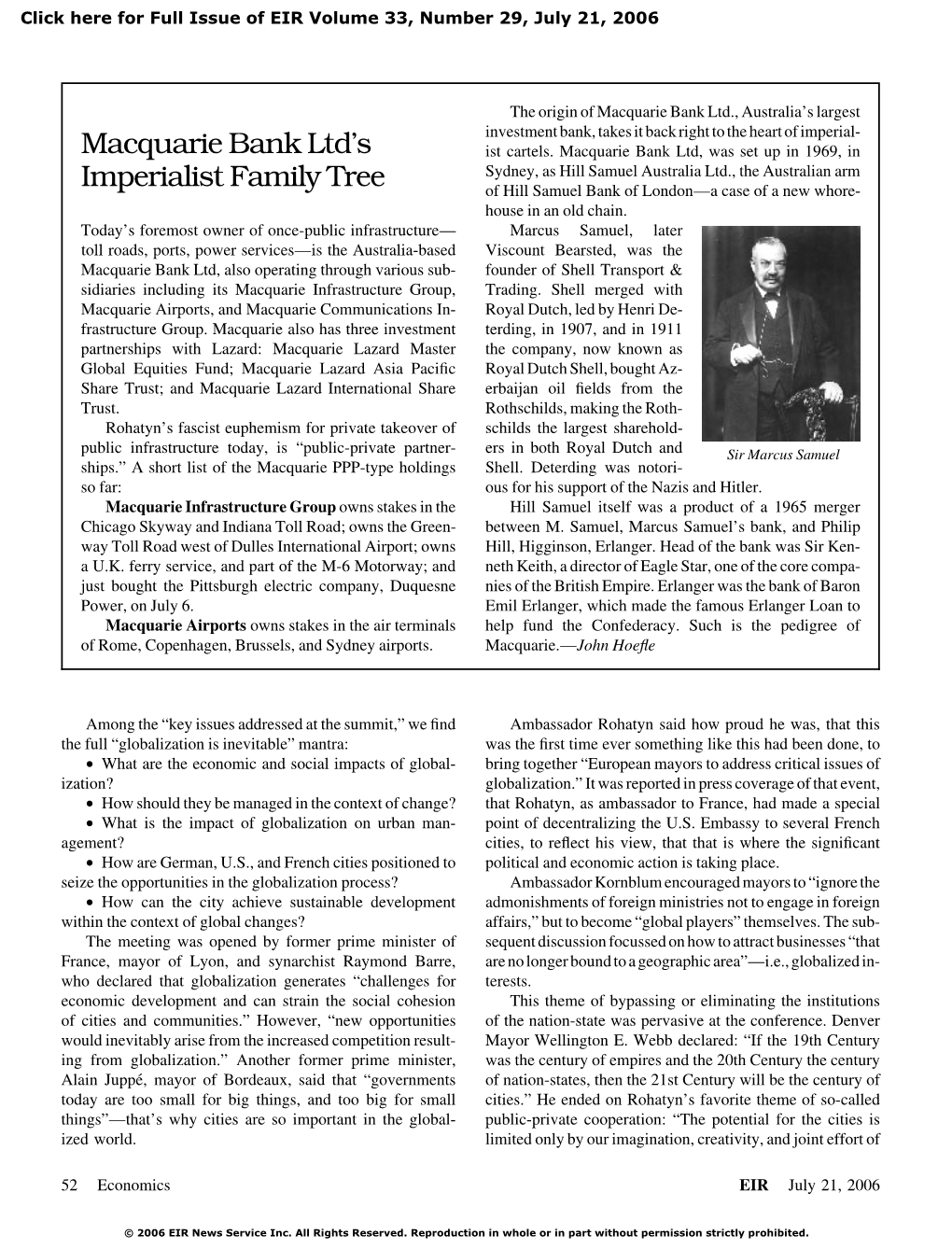 Macquarie Bank Ltd's Imperialist Family Tree