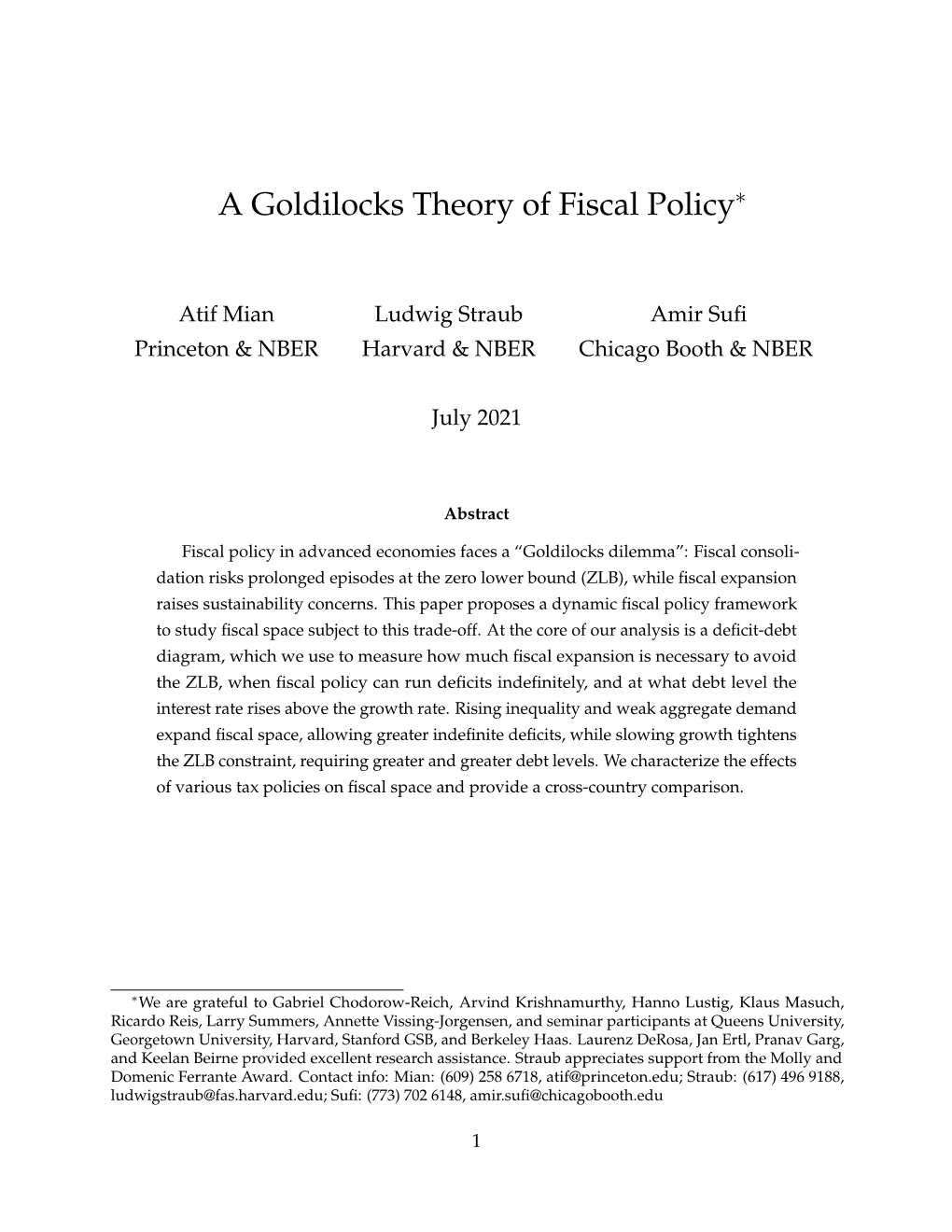 A Goldilocks Theory of Fiscal Policywe Are