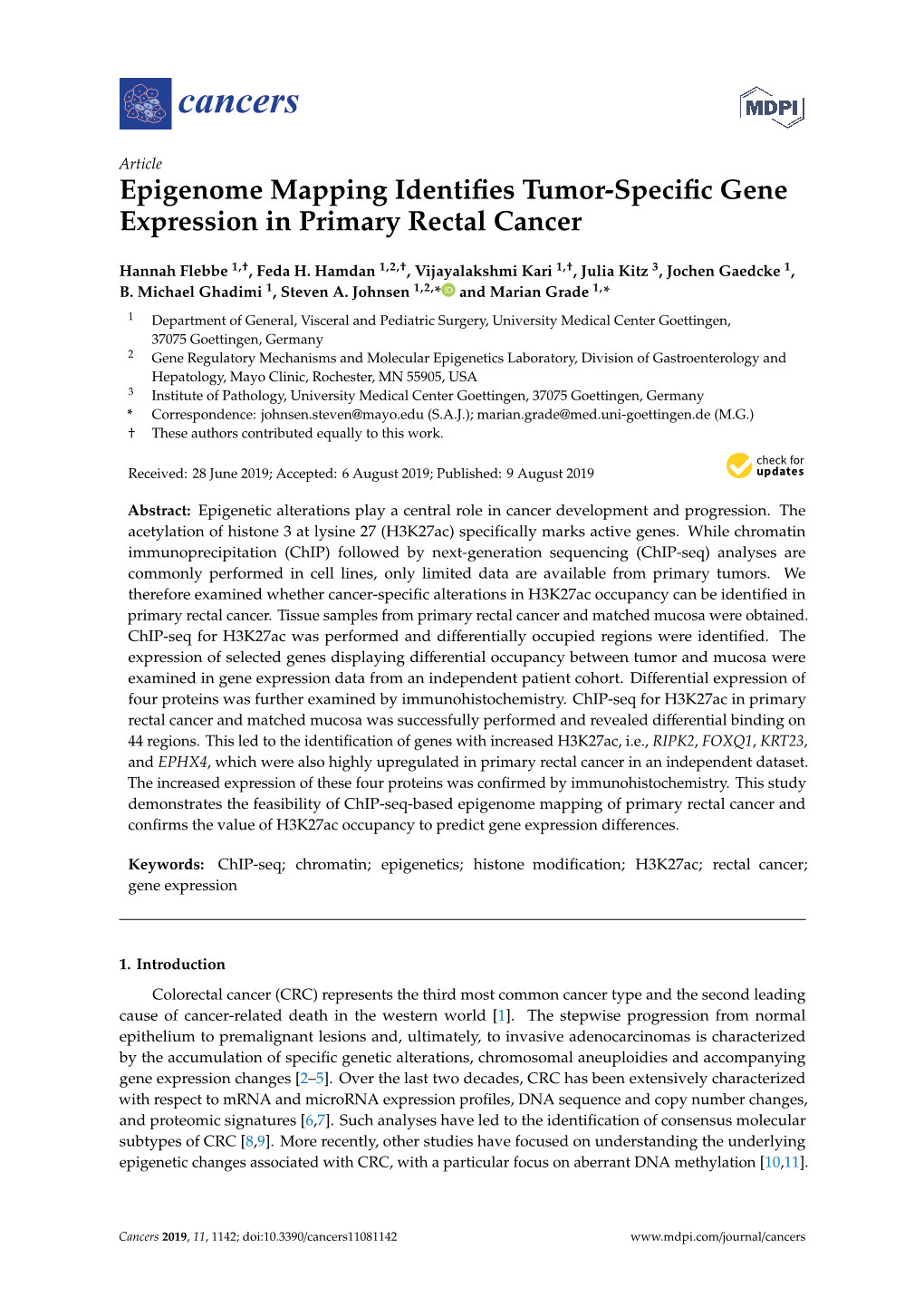 Epigenome Mapping Identifies Tumor-Specific Gene Expression In