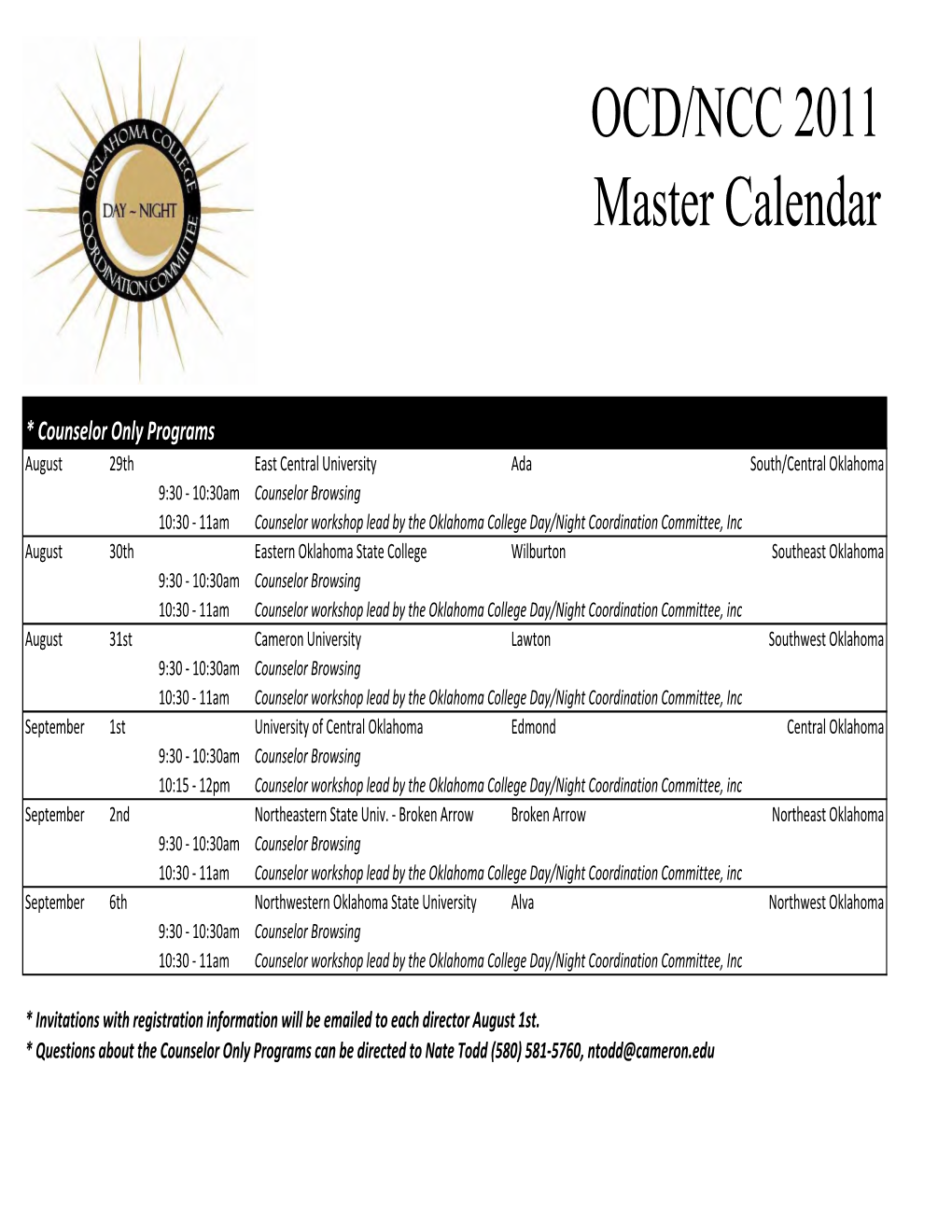 Copy of Copy of Master Calendar 2011