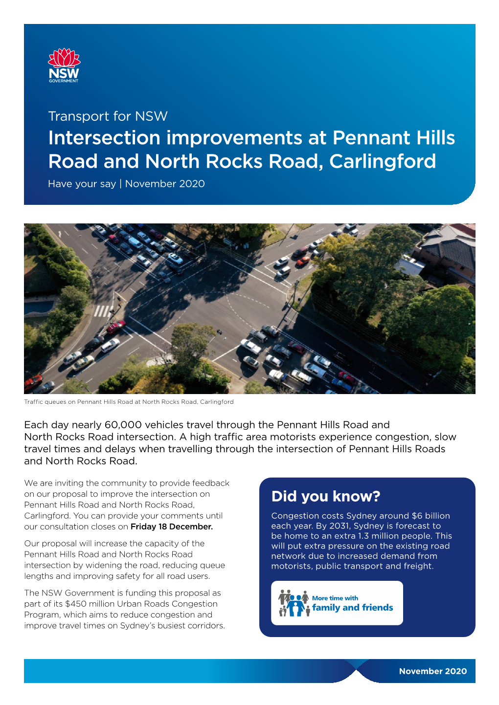 Intersection Improvements at Pennant Hills Road and North Rocks Road, Carlingford Have Your Say | November 2020