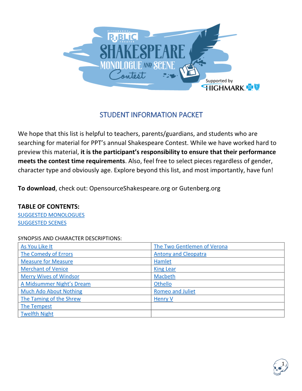 Student Information Packet