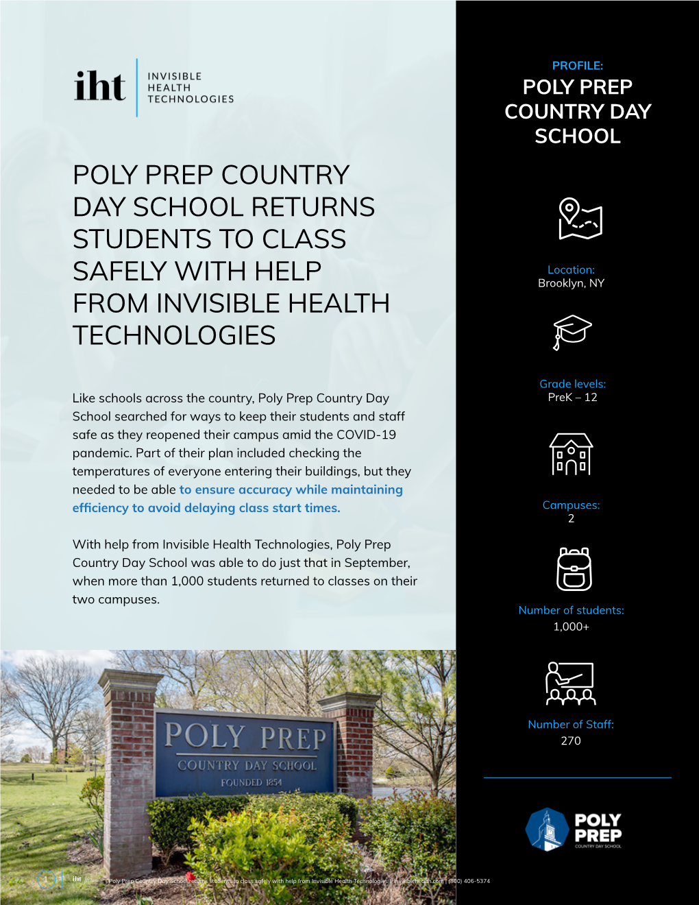 POLY PREP COUNTRY DAY SCHOOL RETURNS STUDENTS to CLASS Location: SAFELY with HELP Brooklyn, NY from INVISIBLE HEALTH TECHNOLOGIES