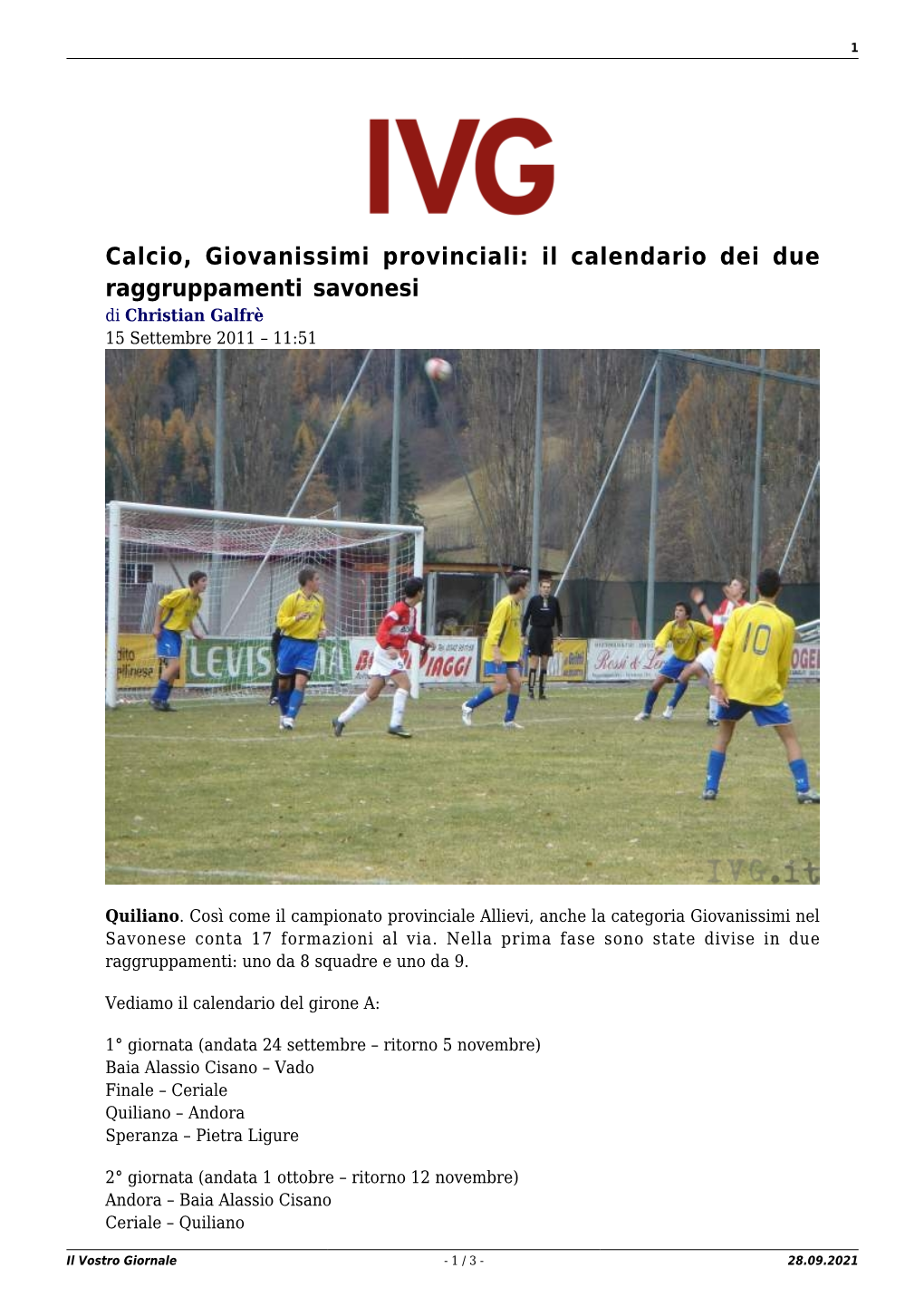 Il Vostro Giornale - 1 / 3 - 28.09.2021 2