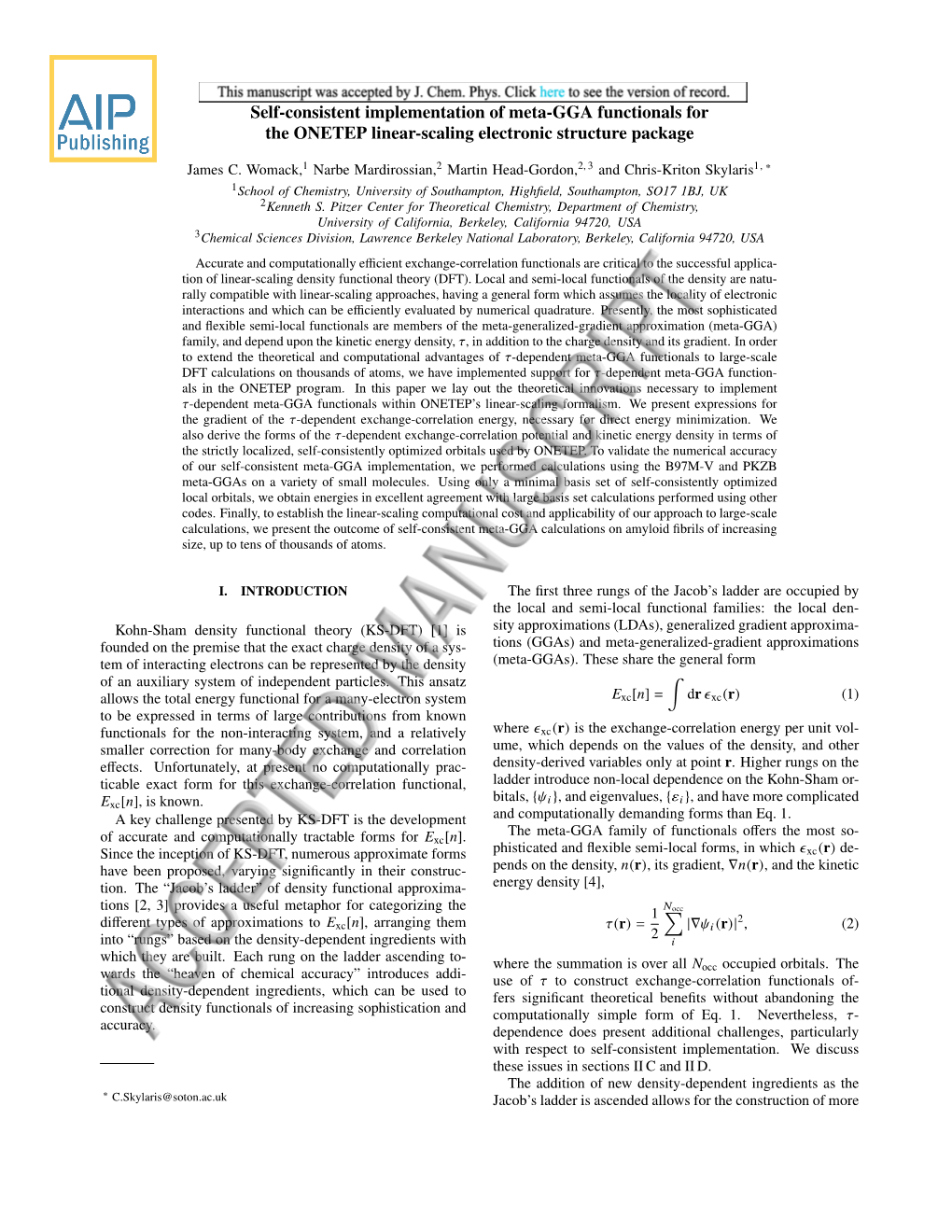 Self-Consistent Implementation of Meta-GGA Functionals for the ONETEP Linear-Scaling Electronic Structure Package