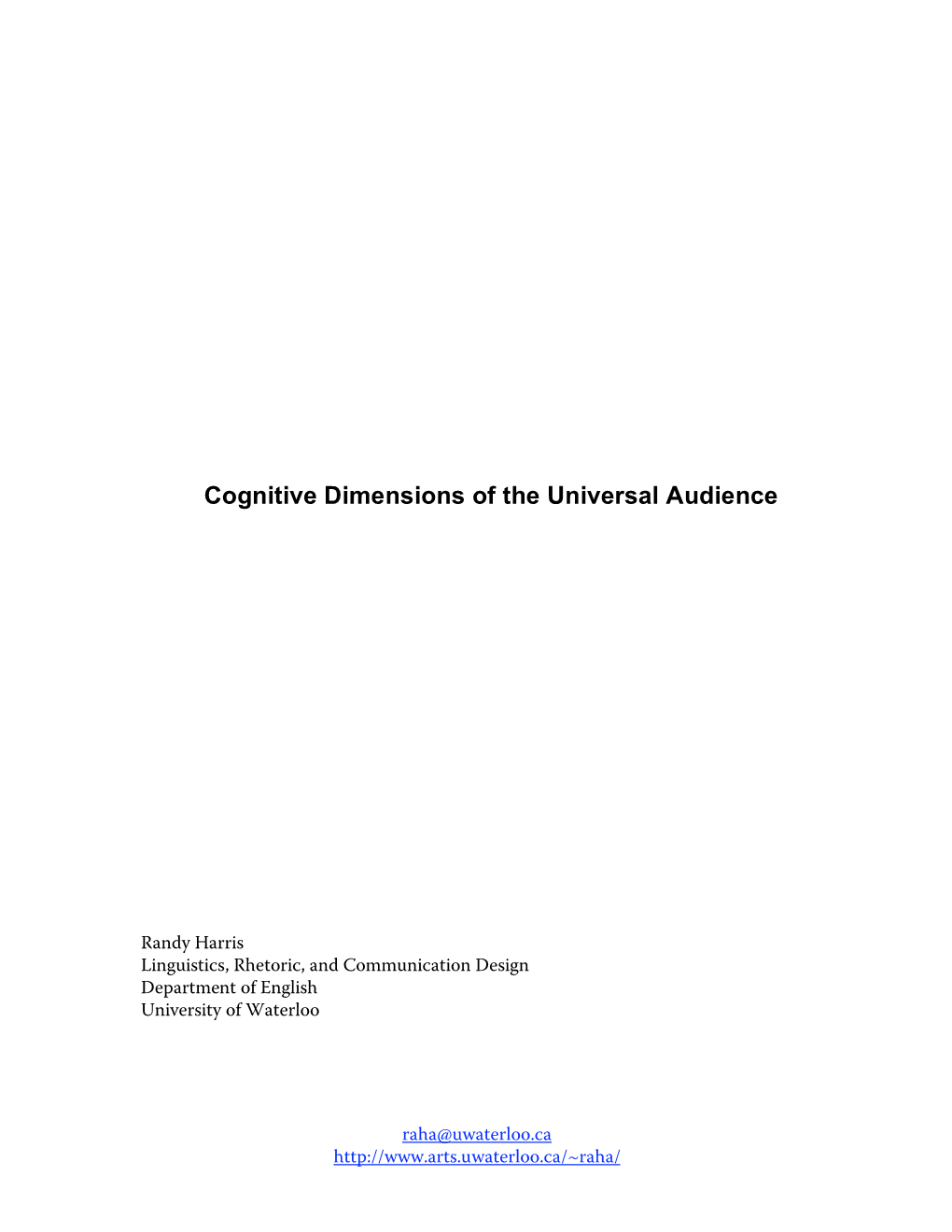 Cognitive Dimensions of the Universal Audience