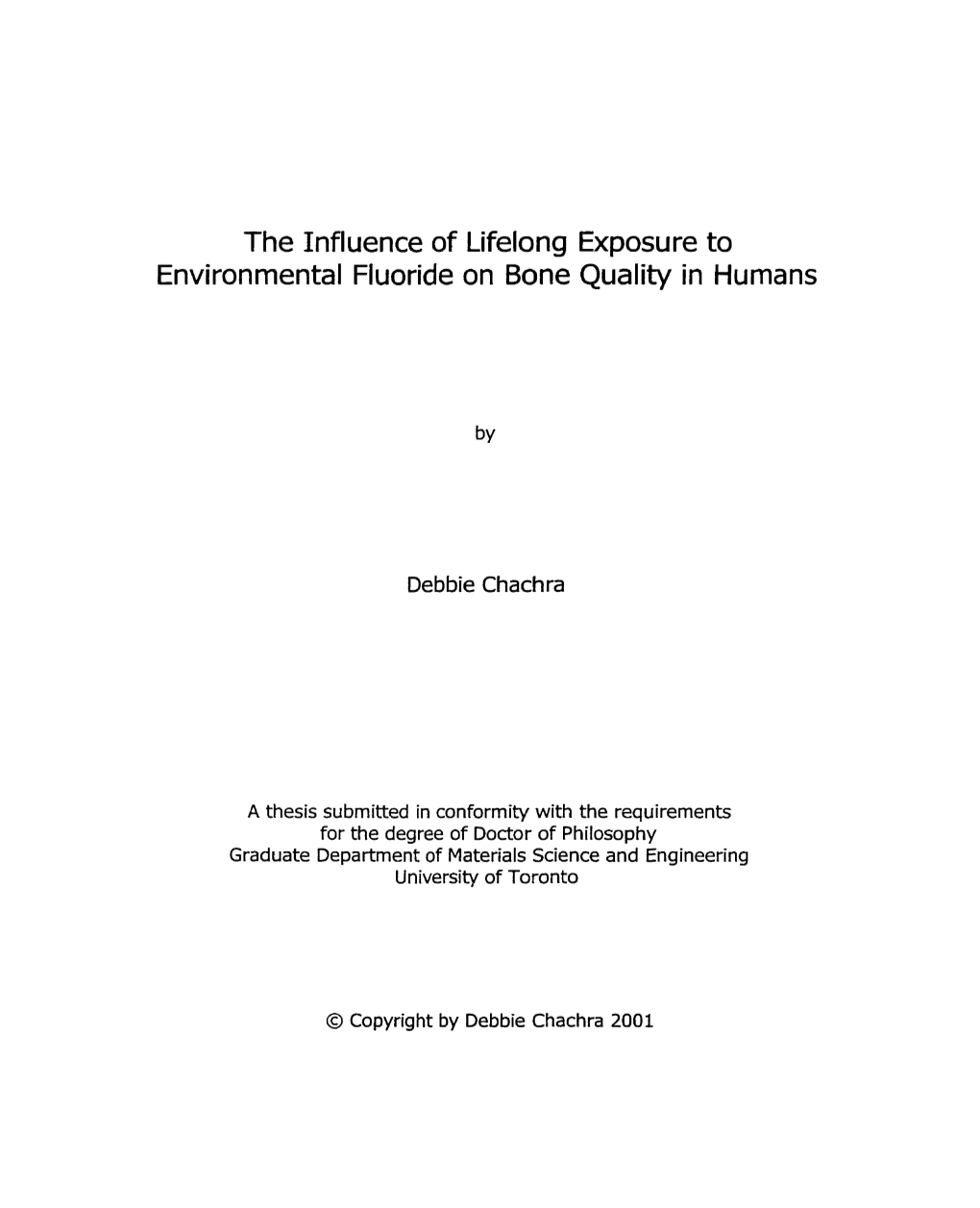 Environmental Fluoride on Bone Quality in Humans