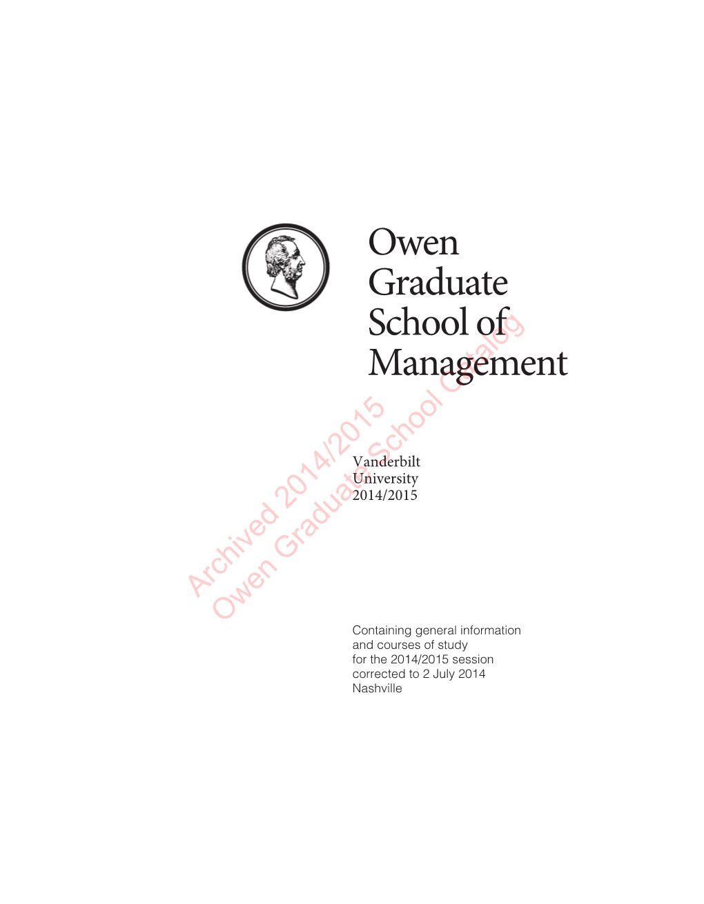 Owen Graduate School of Management Catalog