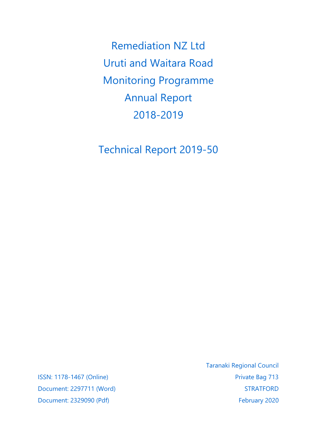 Remediation NZ Ltd Consent Monitoring Report