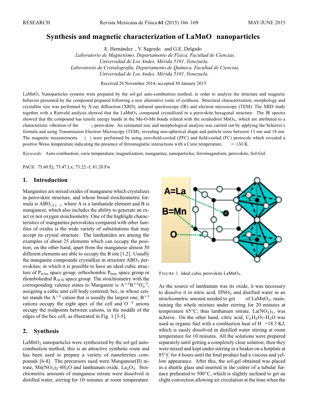 Synthesis and Magnetic Characterization of Lamno3 Nanoparticles