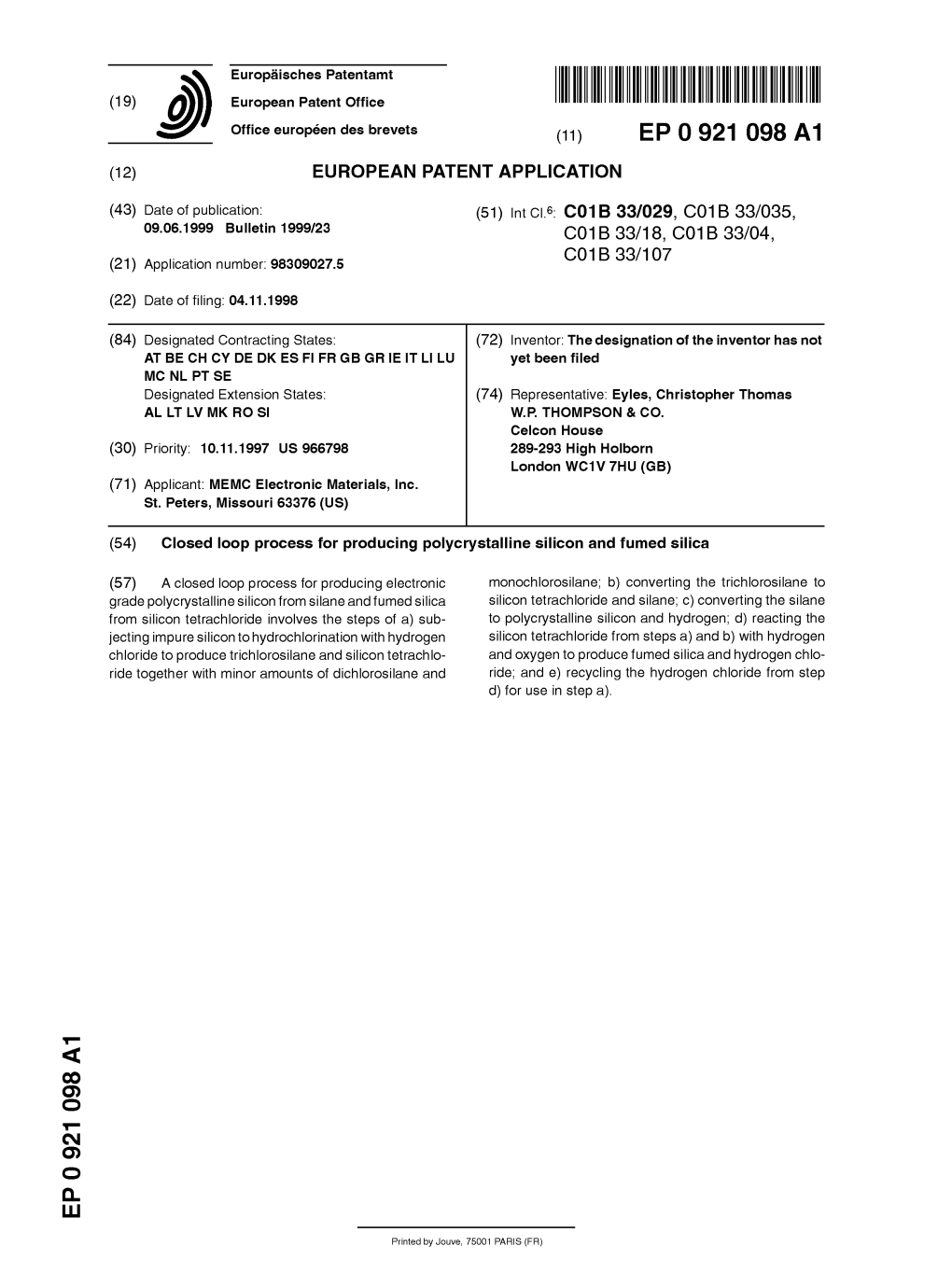 Closed Loop Process for Producing Polycrystalline Silicon and Fumed Silica