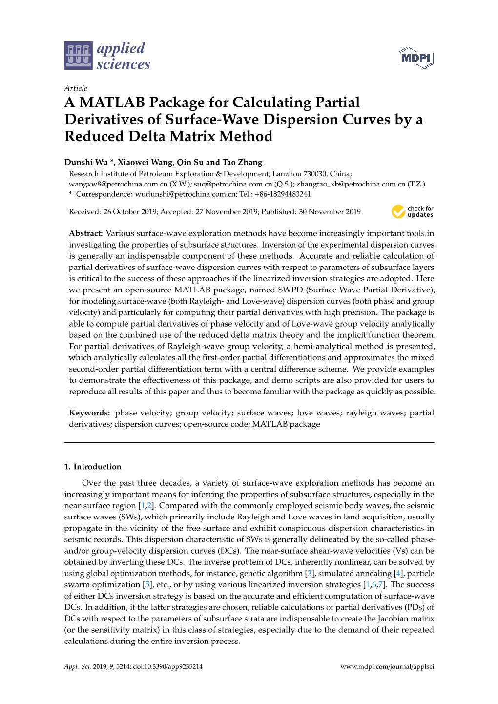 A MATLAB Package for Calculating Partial Derivatives of Surface-Wave Dispersion Curves by a Reduced Delta Matrix Method