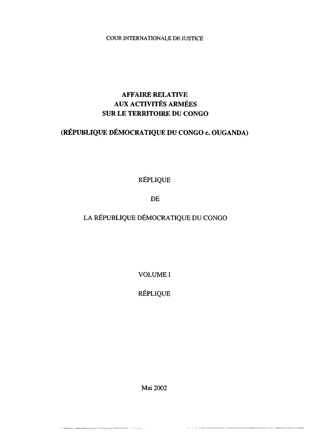 Affaire Relative Aux Activités Armées Sur Le Territoire Du Congo
