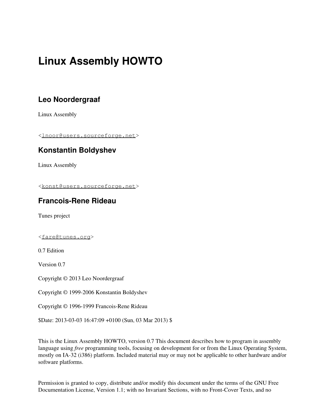 Linux Assembly HOWTO