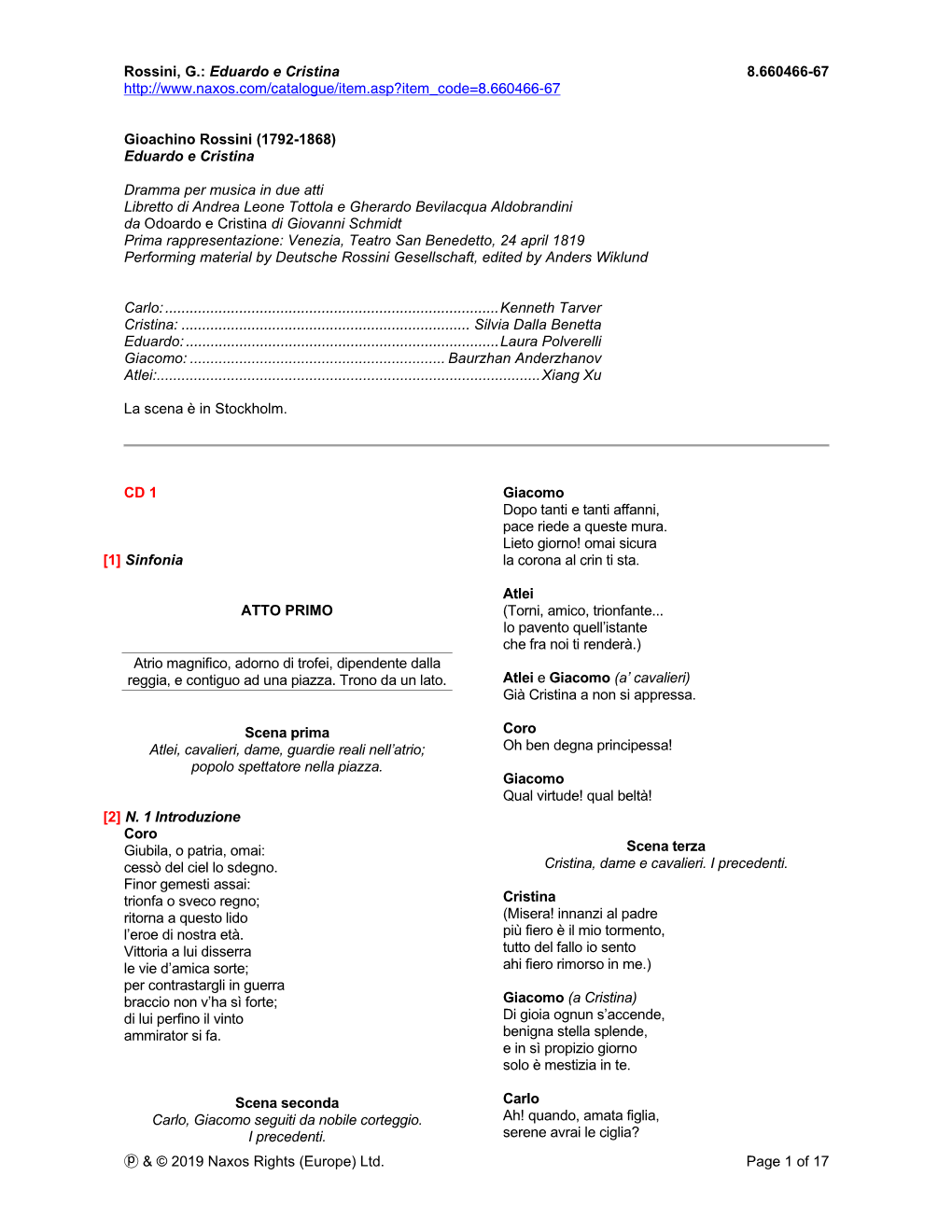 Rossini, G.: Eduardo E Cristina 8.660466-67