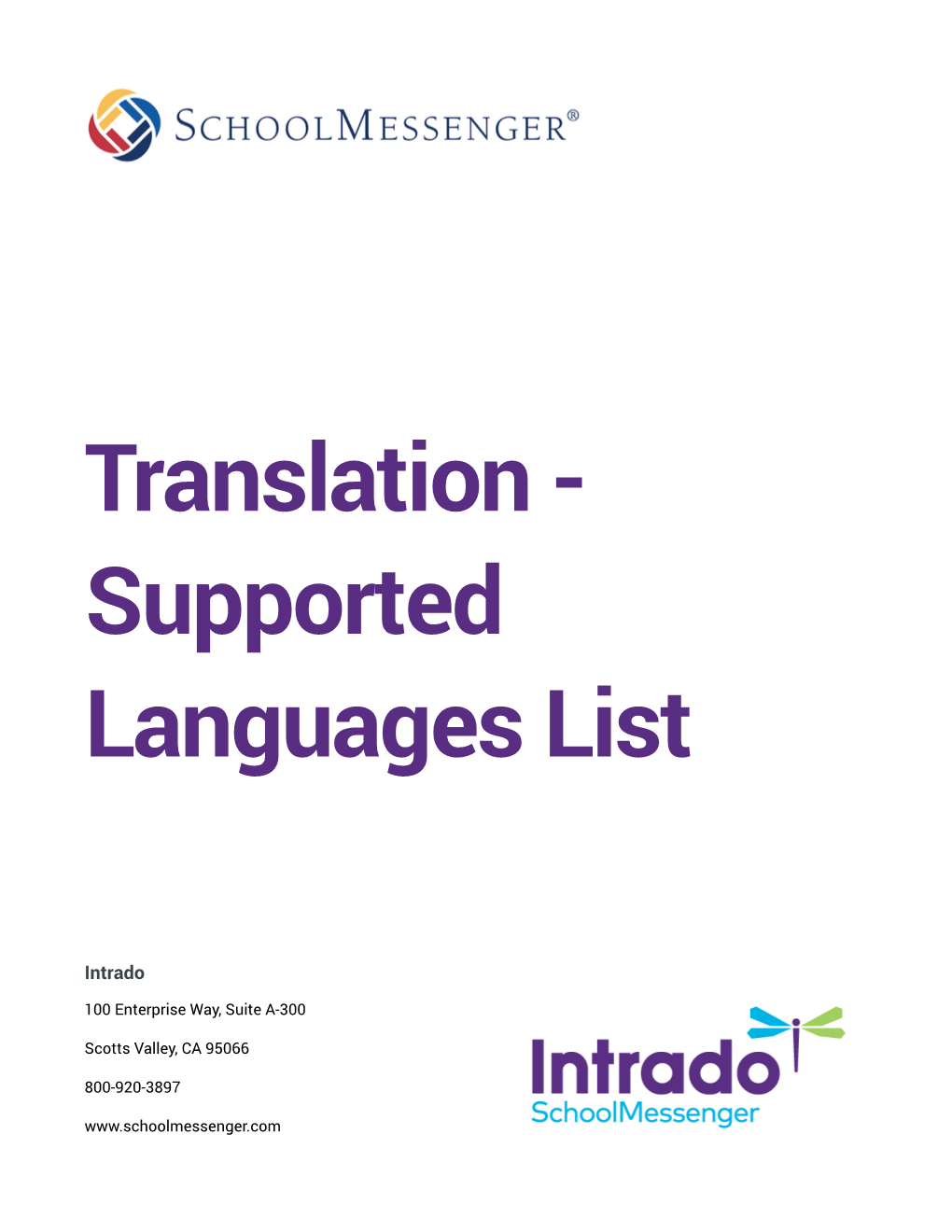 Translation - Supported Languages List