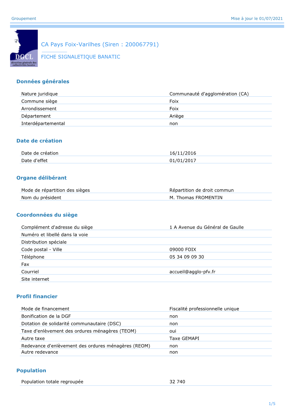 CA Pays Foix-Varilhes (Siren : 200067791)